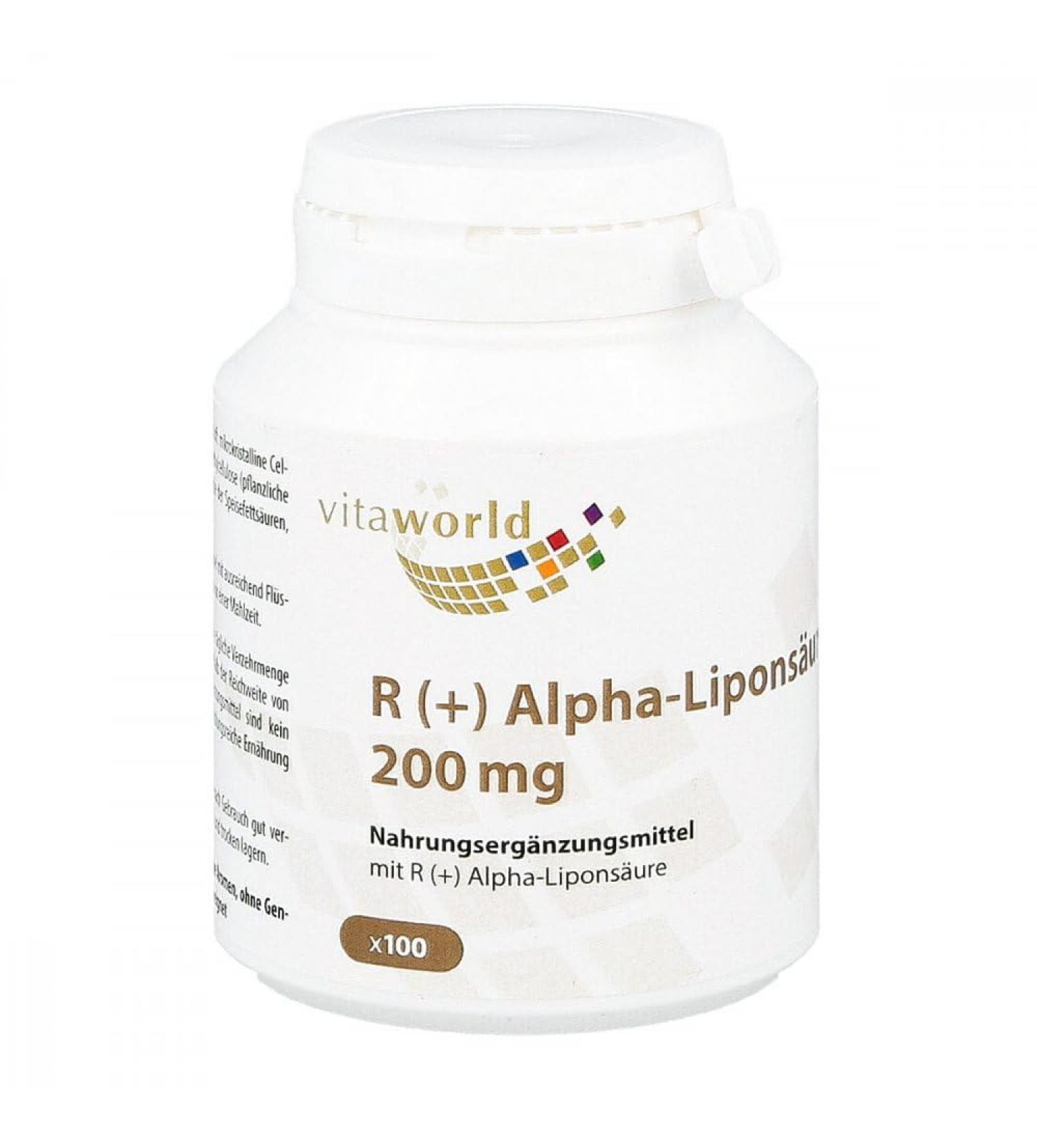 Vitaworld R (+) Alpha-Lipoic Acid 200 mg - Vegan Bioactive Supplement 100 Capsules for Optimal Health - Buy Online on GoSupps.com