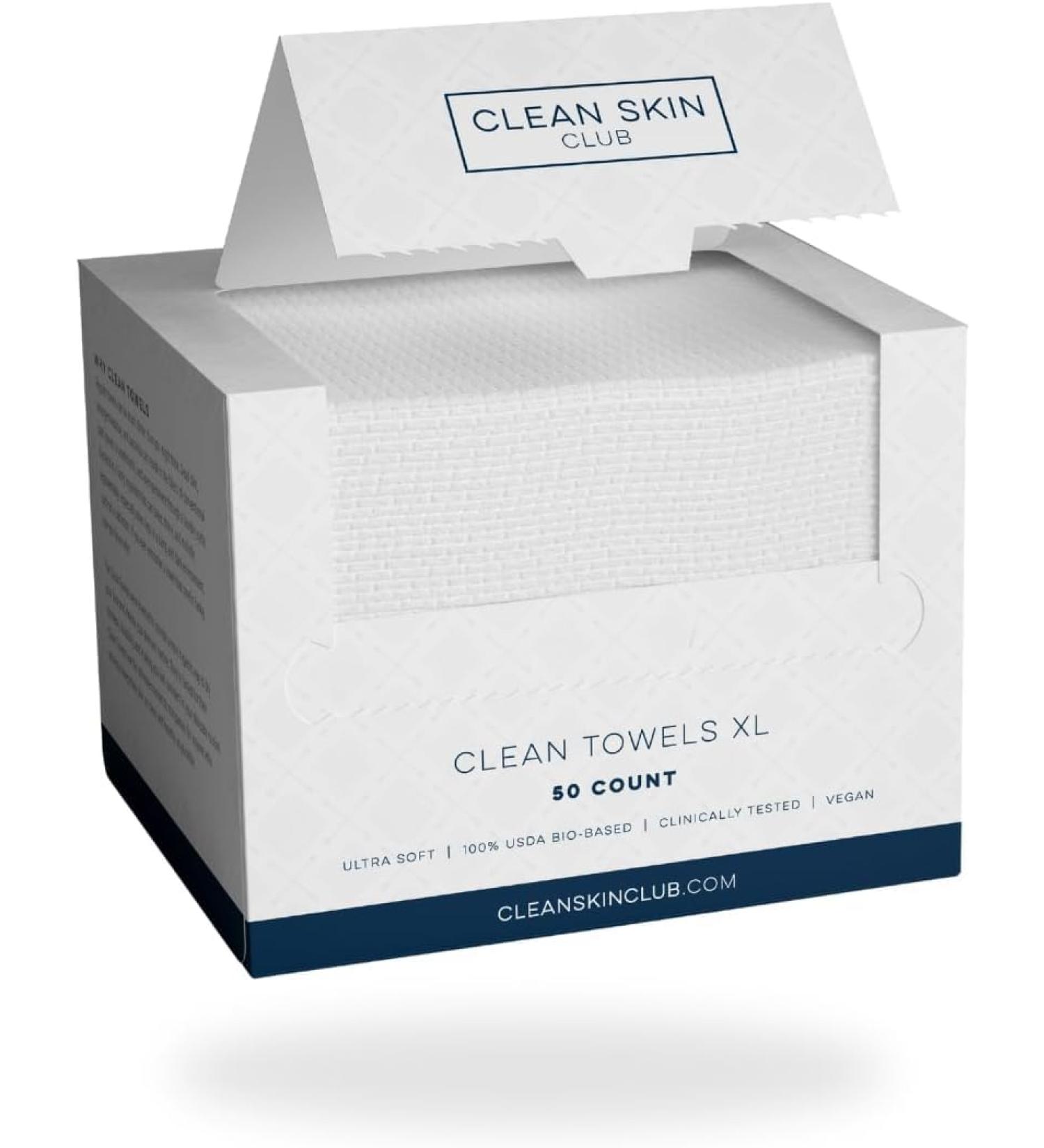 Buy Clean Skin Club Clean Towels XL | USDA-Certified Bio-Based Disposable Facial Cloths | 200 Count | Dermatologist Approved Makeup Removal Towels | Save 15% - Buy Online on GoSupps.com