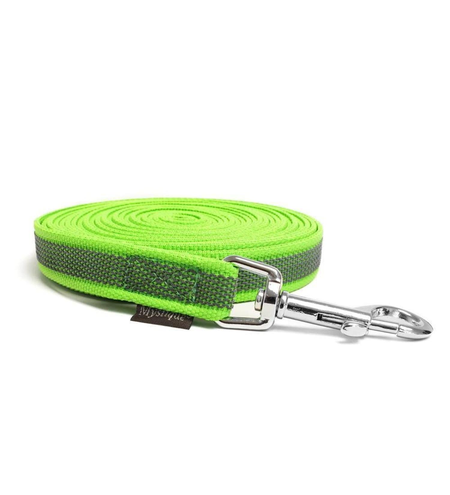 Mystique Rubberized towline 20mm with hand loop standard carabiner neon green 15m 15m neon green