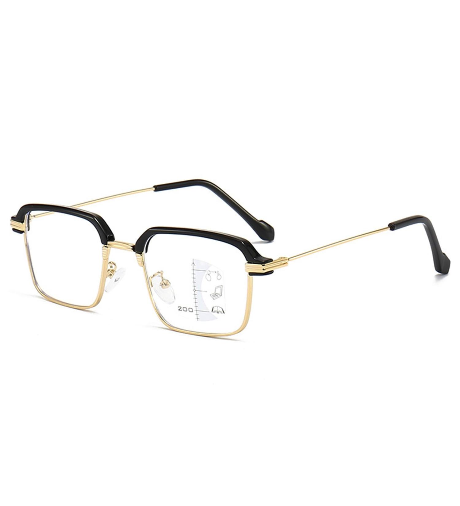 Progressive Multifocus Reading Glasses for Men Trendy Large Frame Blue Light Blocking Readers Anti Glare Glasses(Couleur:Gold Grandeur:2.0x) - Buy Online on GoSupps.com