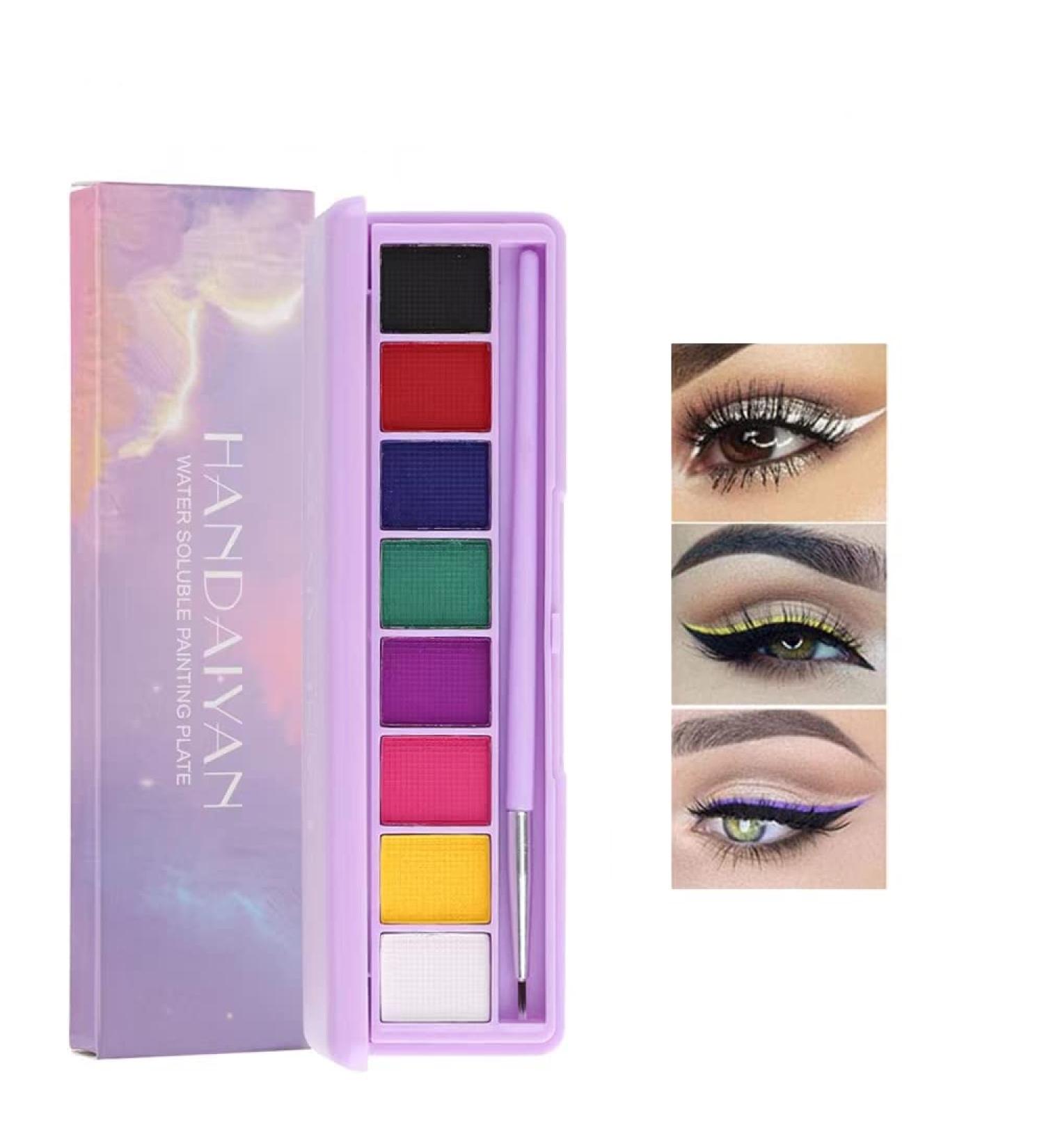 Beteligir Water Activated Eyeliner Palette Shiny UV Eyeliner Long Lasting Waterproof Colorful Eyeliner Matte Eyeliner Water Based Face Makeup Paint Palette (02) - Buy Online on GoSupps.com