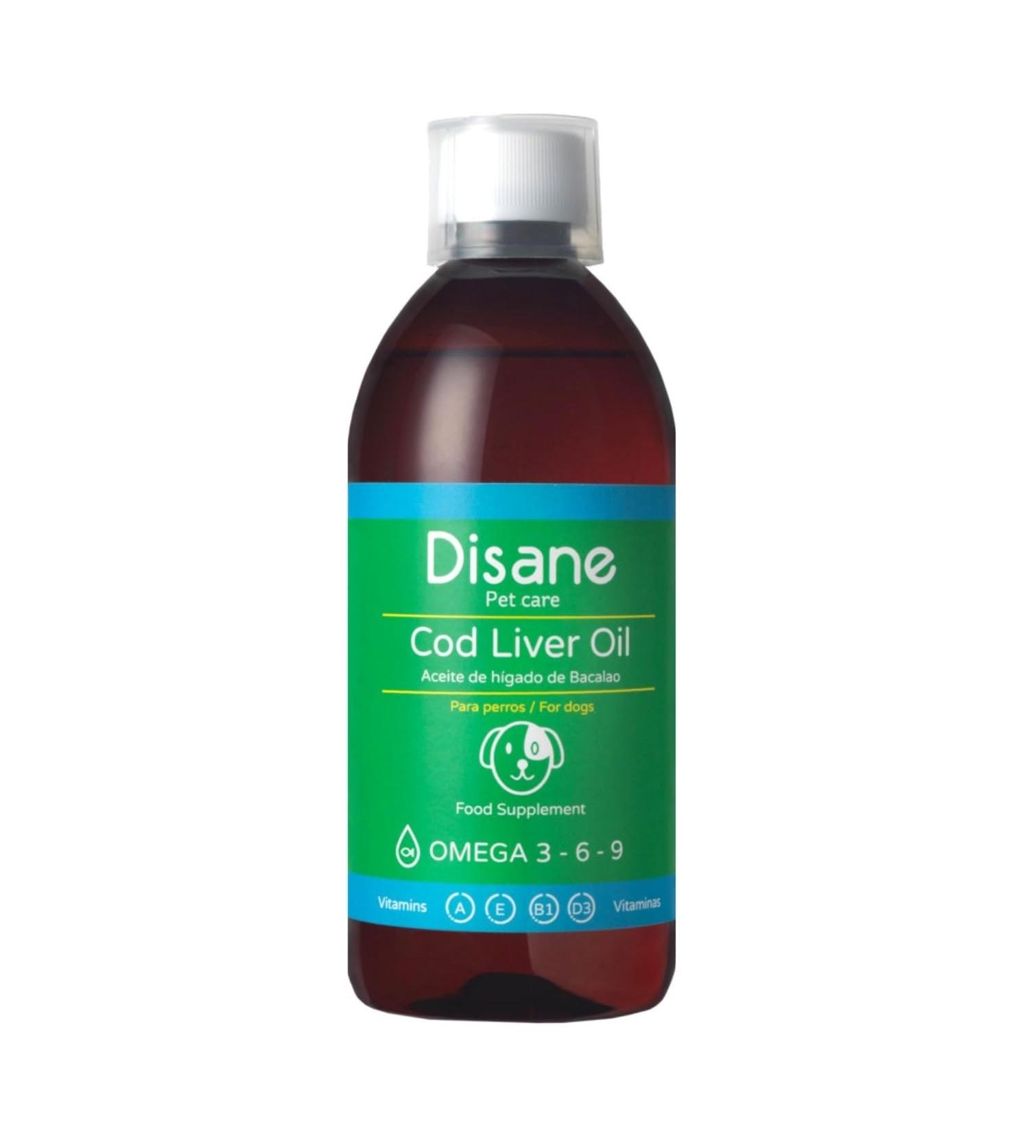 DISANE Cod Liver Oil for Dogs | 500 ML | Natural Supplement for Joint and Coat Care | Source of Omega 3 and Vitamins for Dogs - Buy Online on GoSupps.com