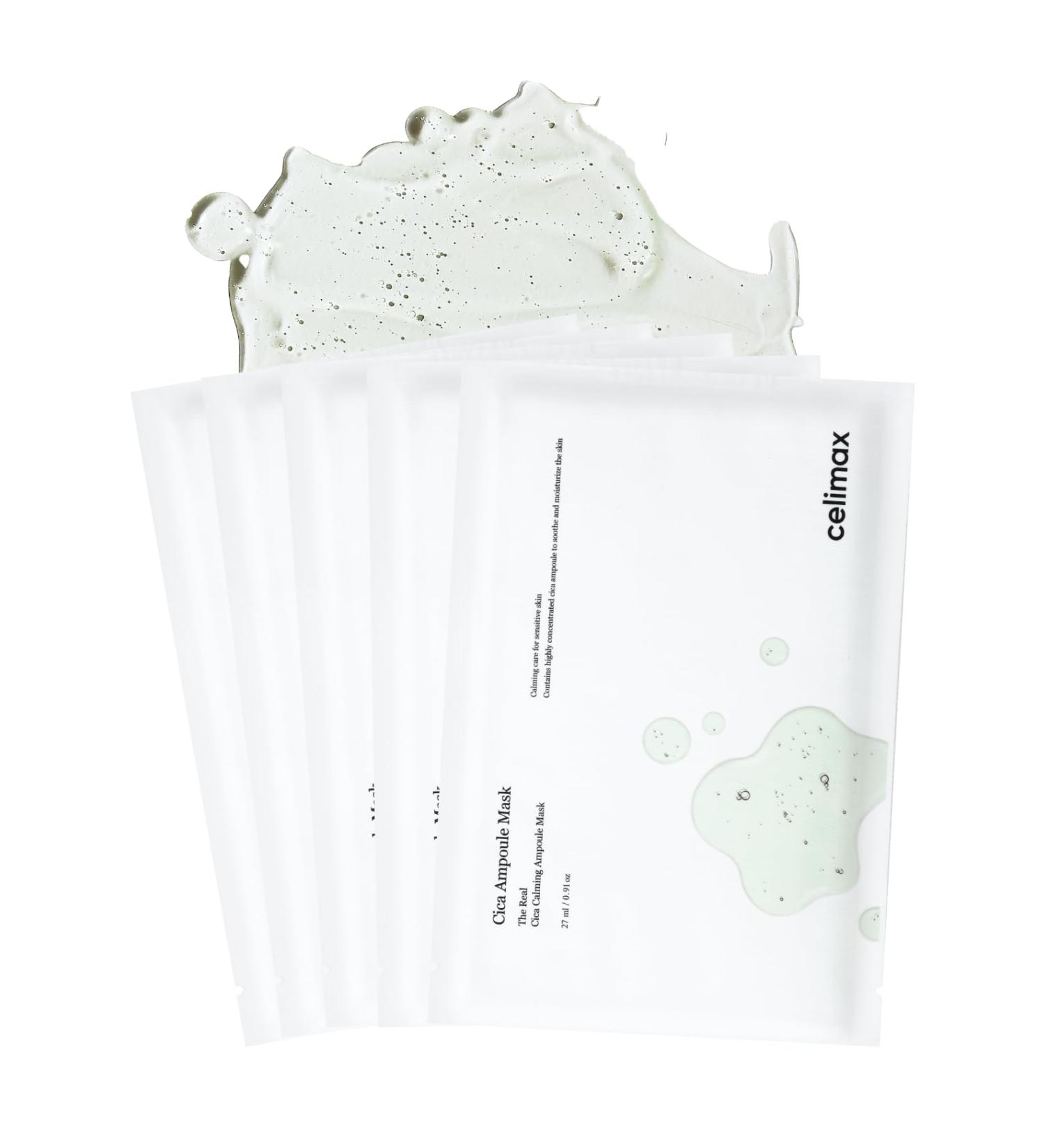 celimax The Real Cica Calming Ampoule Mask | with Centella Asiatica & Madecassoside Korean Face Sheet Mask for Skincare Hydrating Wrinkle & Fine Lines 27ml (5EA) - Buy Online on GoSupps.com