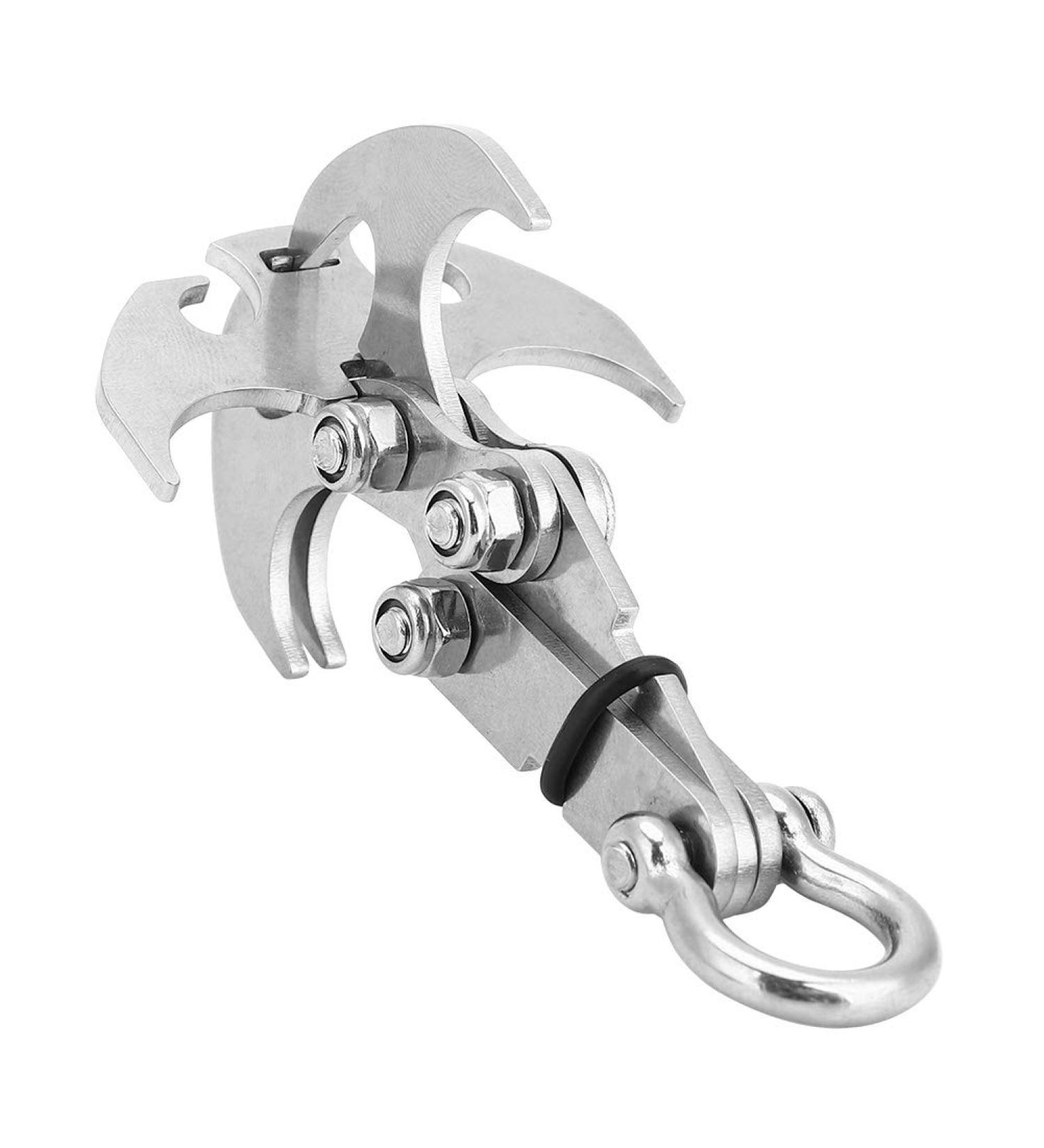 Stainless Steel Climbing Claw - Foldable Grappling Hook & Carabiner for Outdoor Survival Mountaineering & Hiking - Buy Online on GoSupps.com