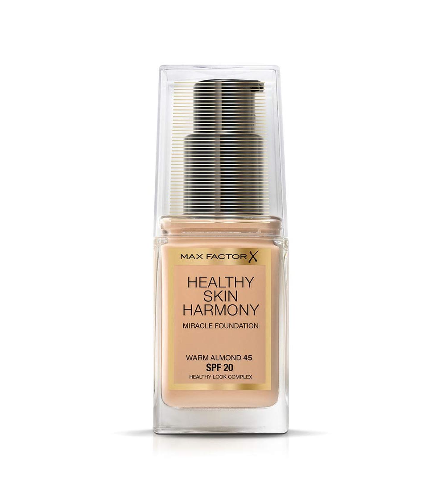  Max Factor Max Factor Healthy Skin Harmony - Warm Almond 45 Liquid Foundation - Liquid foundation for skin - For a perfect foundation - Skin hydrating - 1 x 30 ml - Buy Online on GoSupps.com
