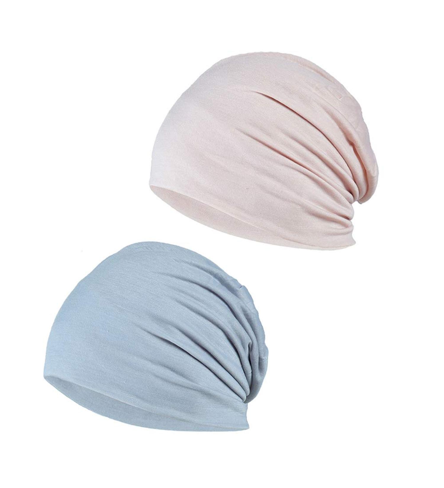 Yofasen Slouchy Beanie Hat - Cotton Chemo Cap & Turban Headgear for Women & Men | Beige & Light Gray - Buy Online on GoSupps.com