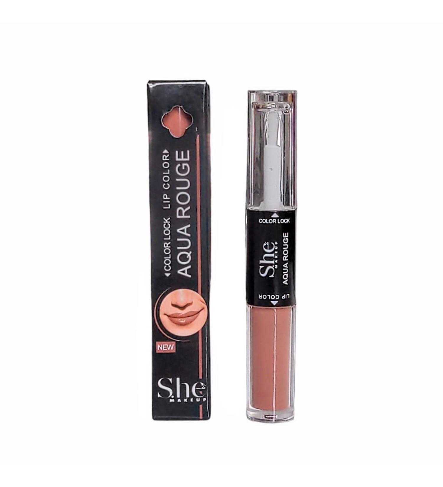 Aqua Rouge Matte Liquid Lipstick & Clear Lipgloss Duo She Makeup AR03 Classic Nude | International Shipping - Buy Online on GoSupps.com