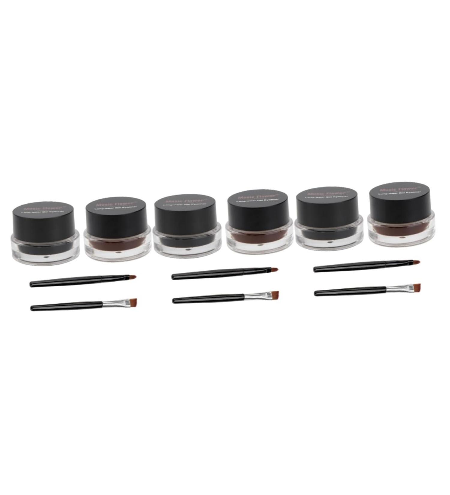 DRESSOOS 6 Pcs Eye Shadow Cream Black Eyebrow Black Eyeliner Dark Brown Eyeshadow Eye Liner and Brush - Buy Online on GoSupps.com