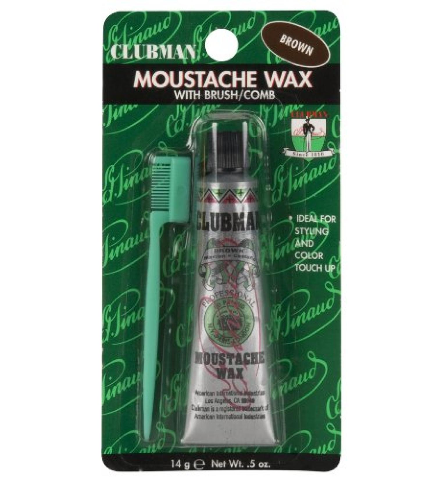 Clubman Pinaud Moustache Wax with Free Brush/Comb Applicator, Brown, 0.5-Ounce (Pack of 3) Unscented 3 Count (Pack of 1)
