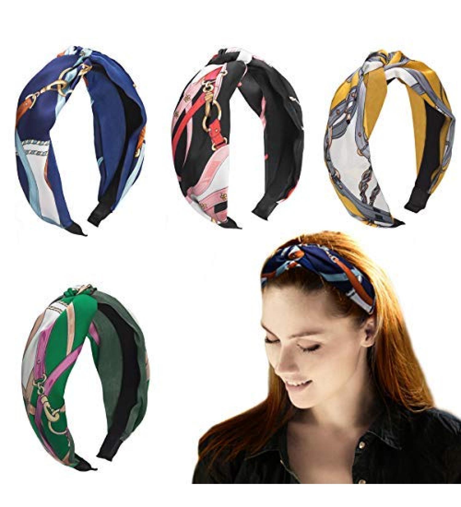 Hbselect 4-Pack Vintage Satin Hair Bands - Korean Retro Knotted Headbands for Women - Buy Online on GoSupps.com