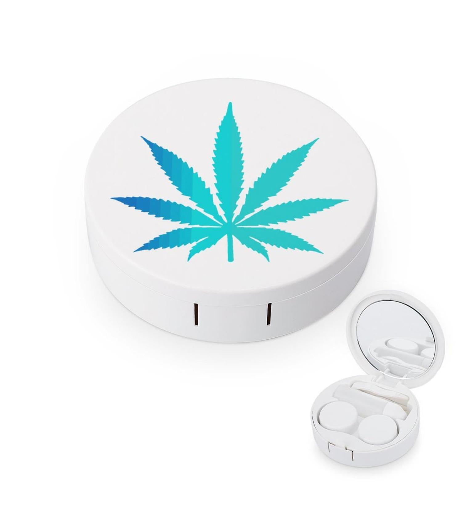 Weed Leaf Contact Lens Travel Kit | Cute Portable Box with Mirror for Daily Outdoor Use - Buy Online on GoSupps.com