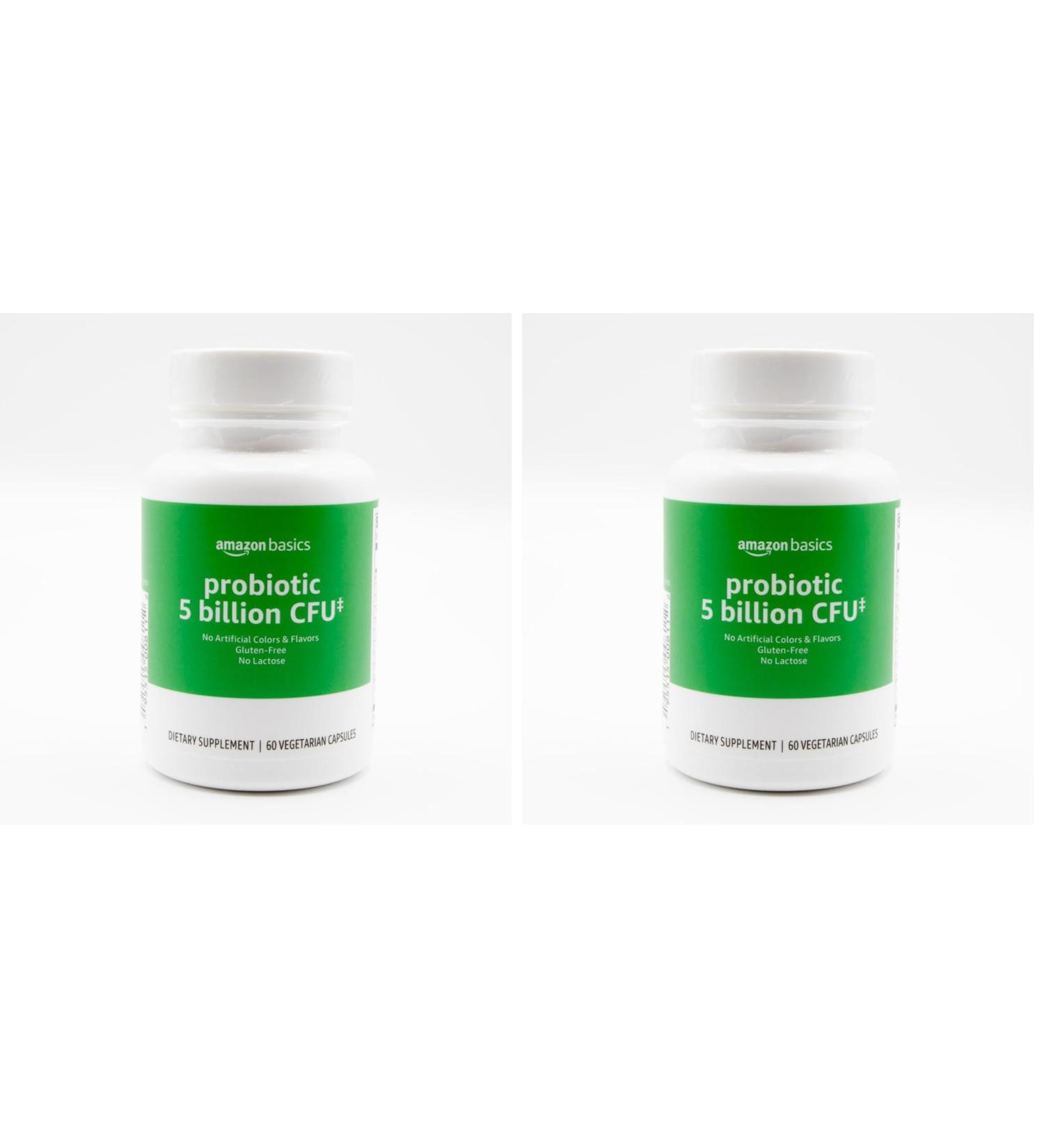 Amazon Basics Probiotic 5 Billion CFU 8 Probiotic strains with 60 mg Prebiotic Blend 60 Count Vegetarian Capsules 2 Month Supply Supports Healthy Digestion (Previously Solimo) (Pack of 2) 60 Count (Pack of 2) - Buy Online on GoSupps.com