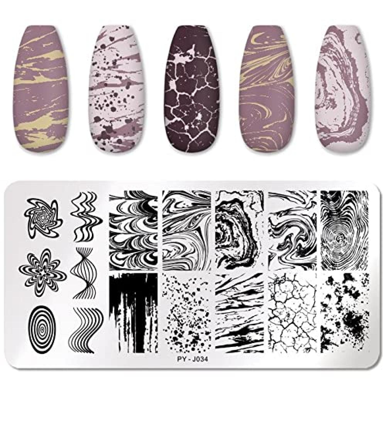 Marble Stamping Stencil PY-J34 - Abstract Nail Art Stamp Plate for Stunning Nail Designs | International Shipping - Buy Online on GoSupps.com