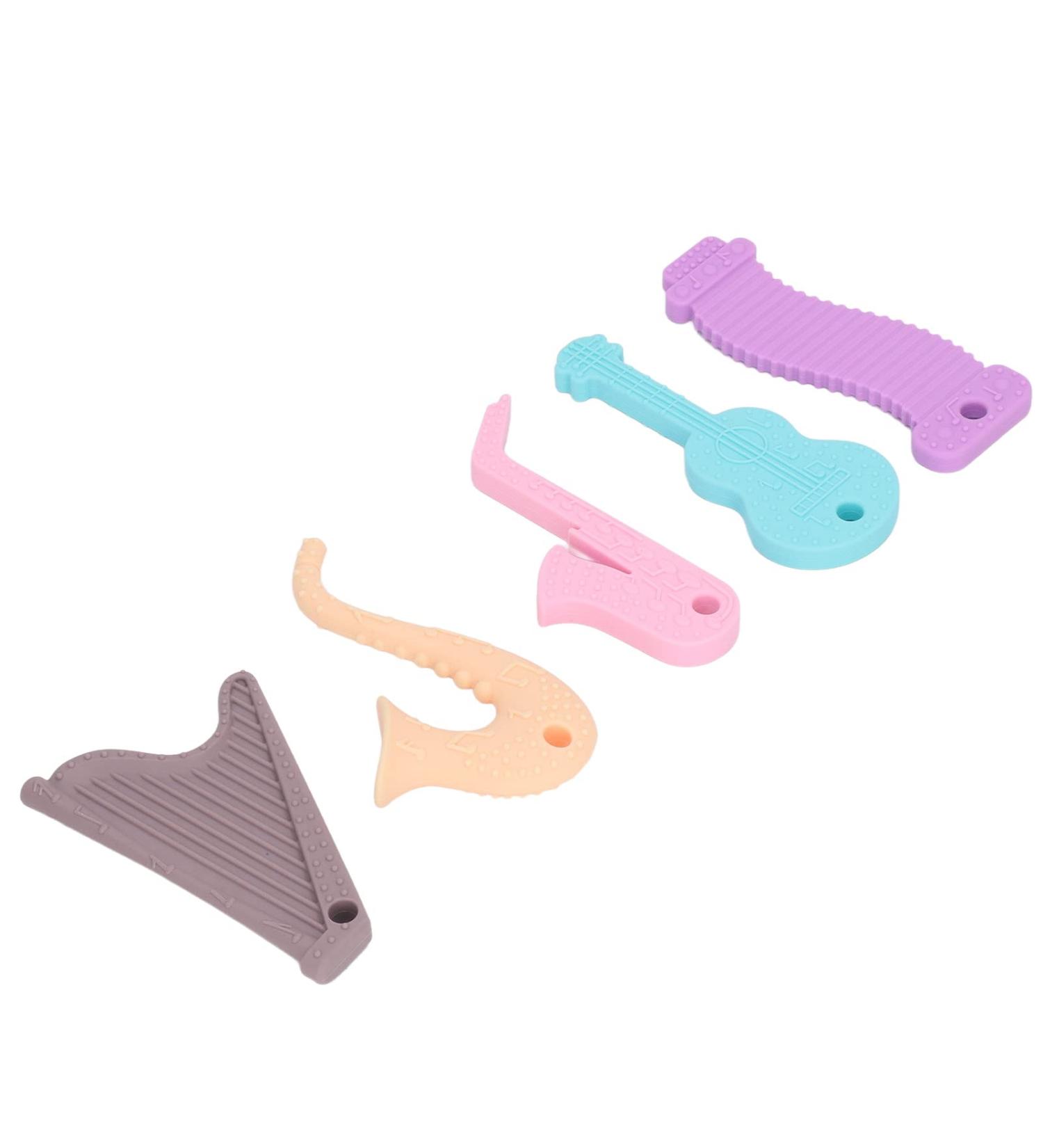 Shop 5pcs Silicone Teething Toys - Educational & Soft Food Safe Baby Kaubeißring - Buy Online on GoSupps.com