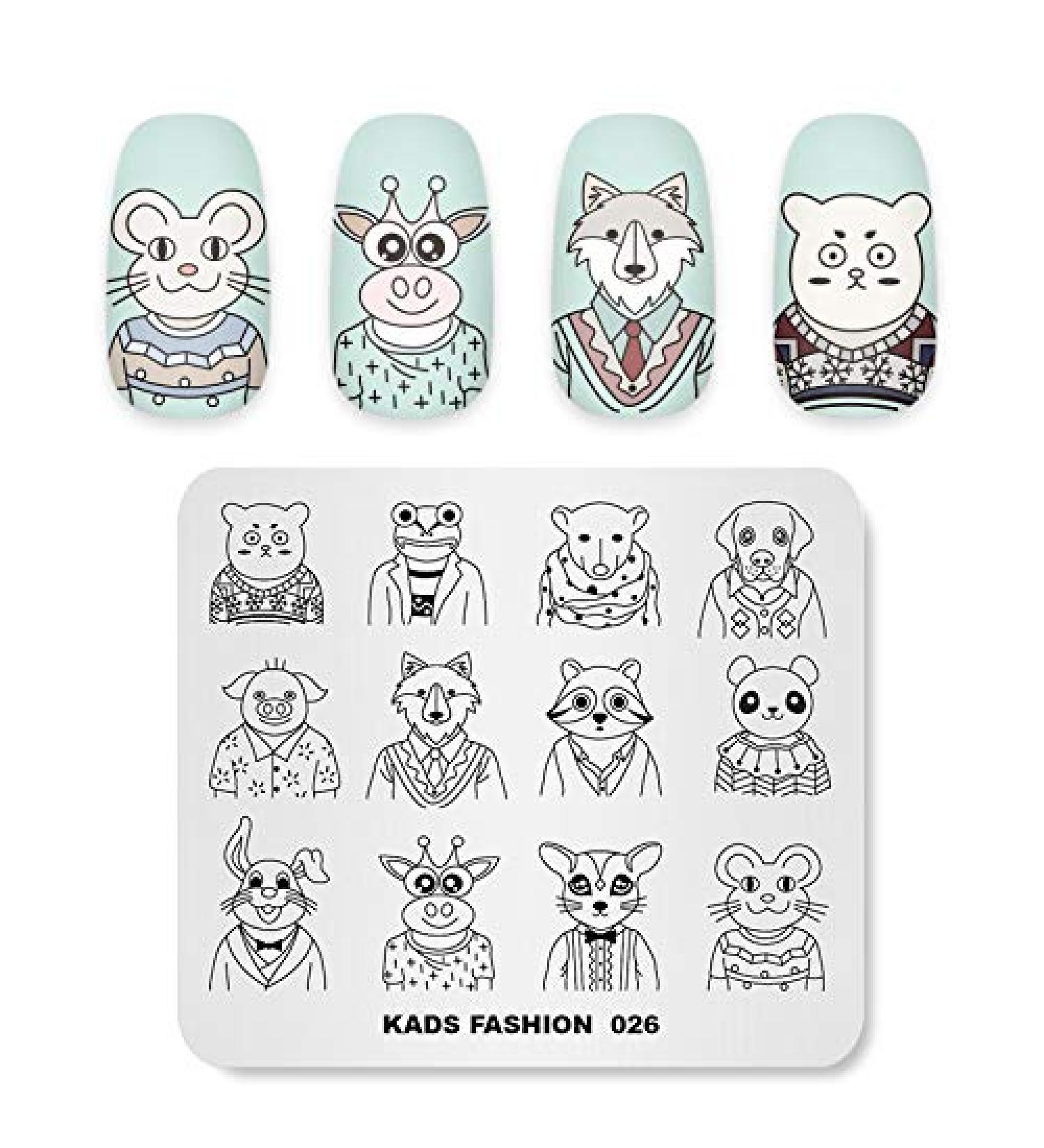 Alexnailart Nail Stamping Printing Plate Template Image Plate Stamper Scraper Animal fashion Gentleman Pattern Nail Art Decoration DIY Print Manicure Design FA026 - Buy Online on GoSupps.com