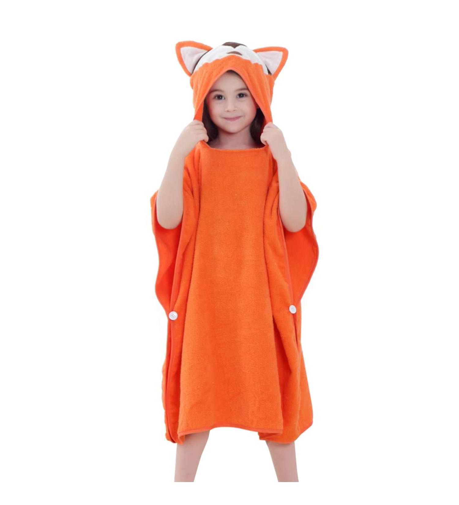 COOKY.D Unisex Hooded Bath Robe for Baby Girls Boys | 0-6 Years | Orange Fox Design - Buy Online on GoSupps.com