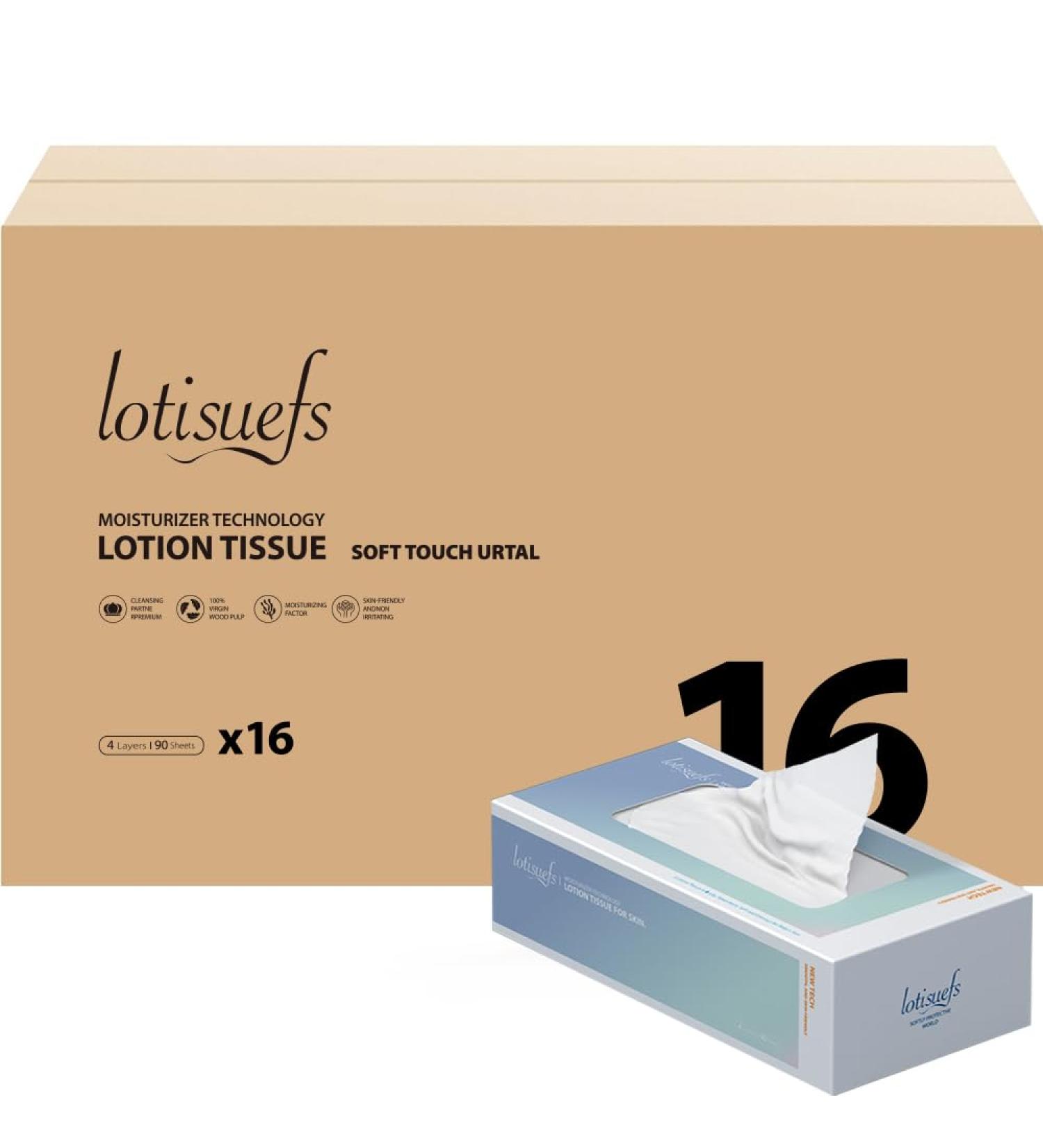 Buy Soft Tissue - 16 Packs with 4 Layers | Silky & Moisture-Giving Wipes for Sensitive Skin | 90 Sheets per Pack - Gentle & Non-Irritating - Buy Online on GoSupps.com