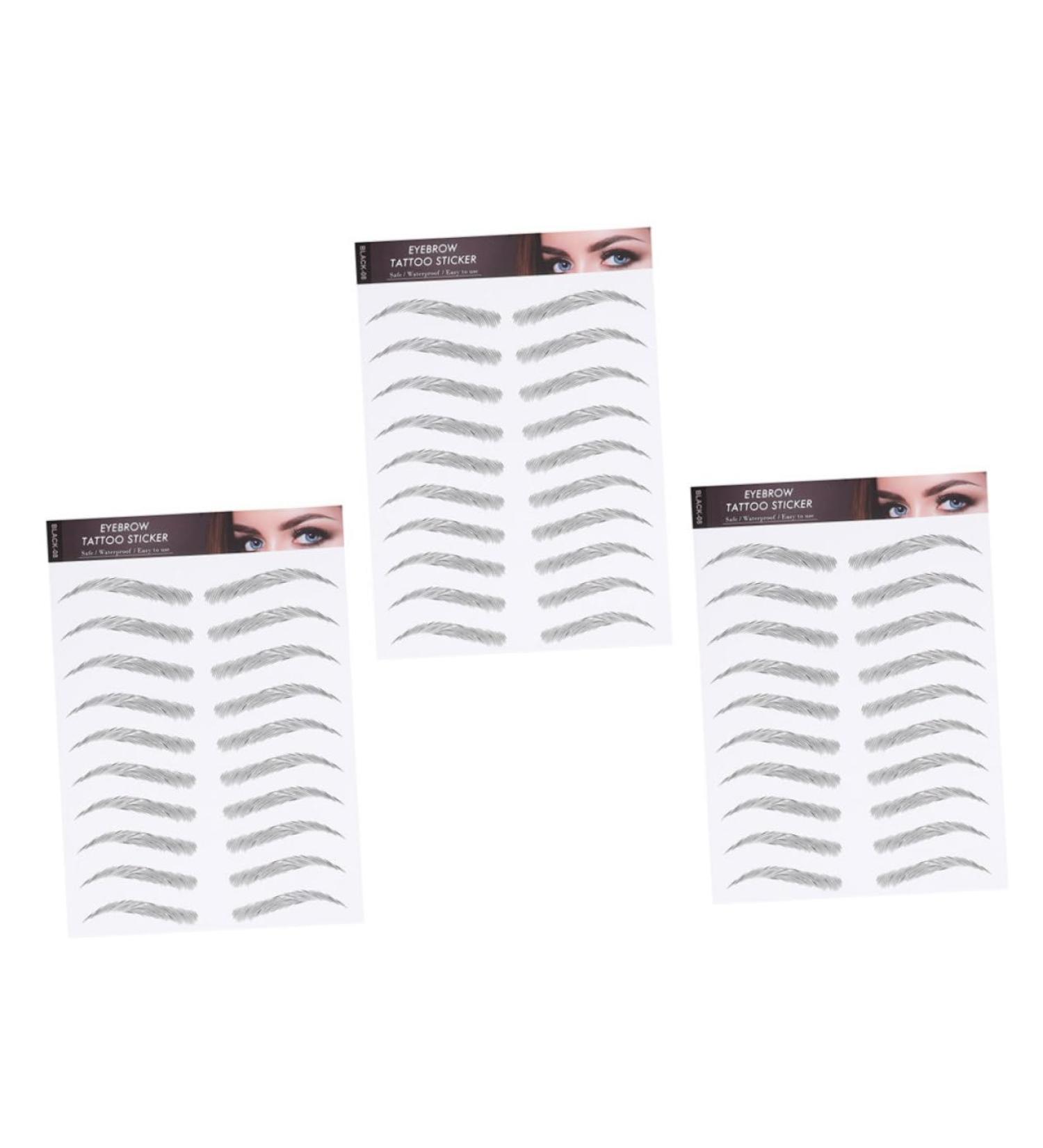 Ipetboom 3 Sheets Waterproof Eyebrow Stickers Lazy Eyebrow False Eyebrows Cosmetics Man Water Proof Template 21x15cm Black - Buy Online on GoSupps.com