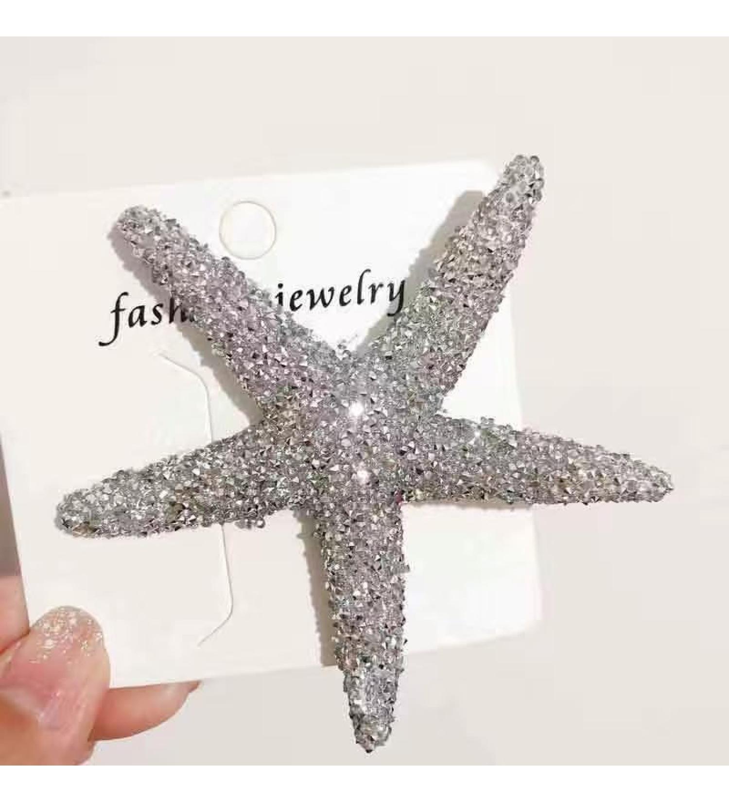 Starfish shaped Crystal Hair Clips Hairpins Shining rhinestones French Style Hair Pins Hair Clip Beauty Tools For Women Ladies Girls Headwear Styling Tools Hair Accessories(silvery)