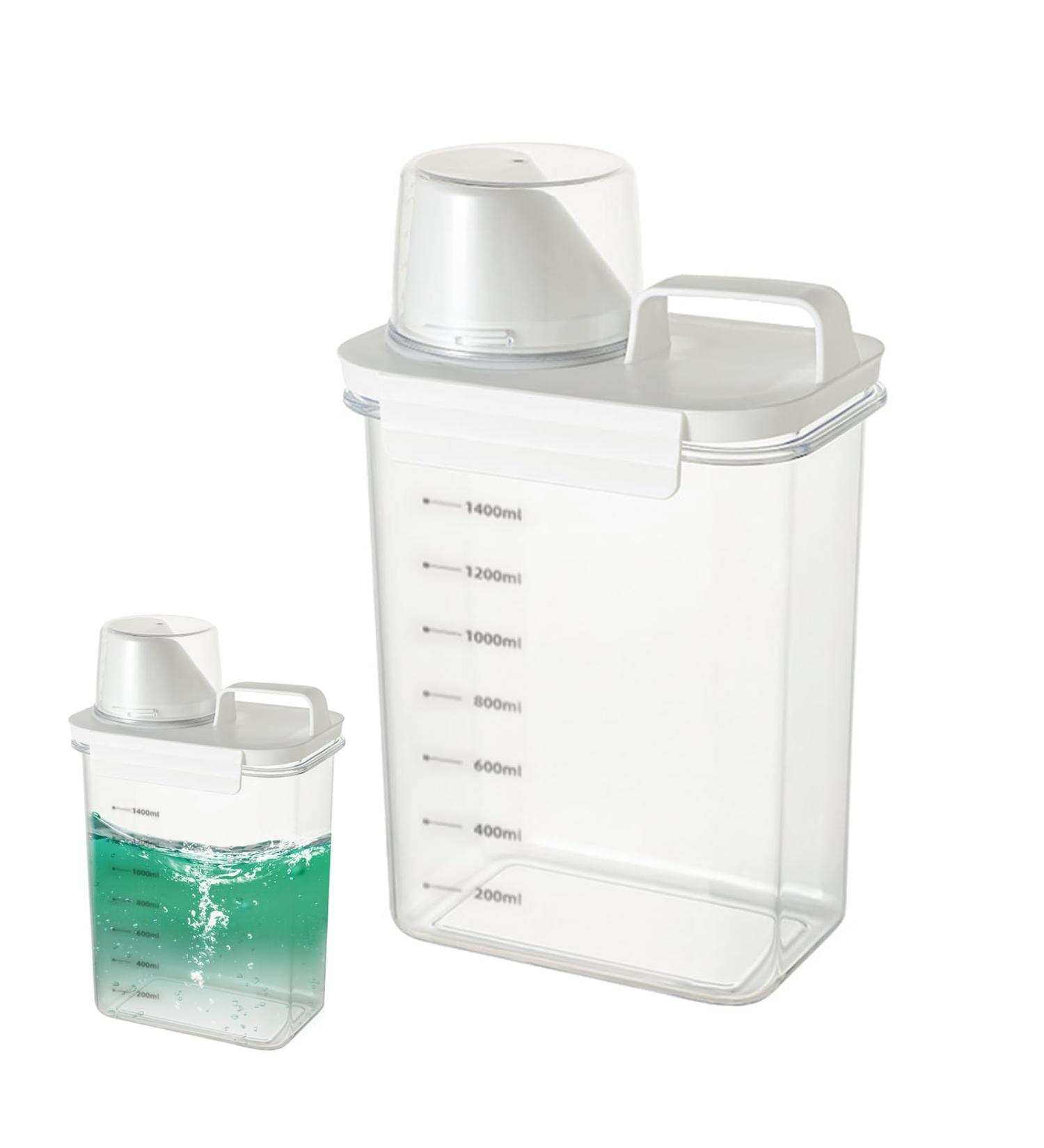 LAANCOO Laundry Detergent Dispenser 1800ml Clear Airtight Washing Powder Dispenser with Scale and Cup Detergen Box for Solid Liquid Detergent Storage Container 1800ml With Scale - Buy Online on GoSupps.com