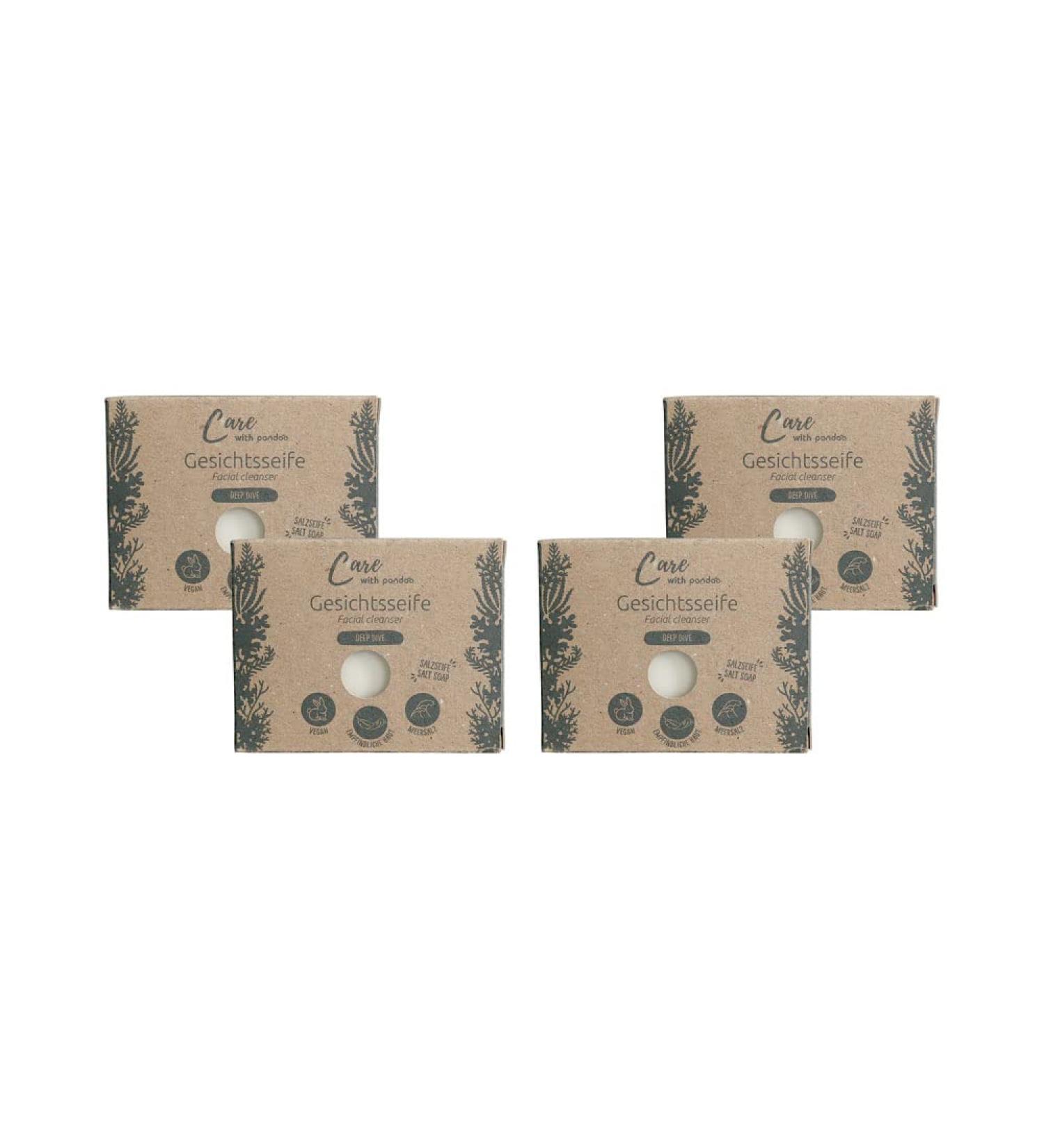  pandoo pandoo Face Soap | Deep Dive Natural Salt Soap 100g | Solid Soap for Men & Women | Plastic Free & Vegan | 4 Pieces - Buy Online on GoSupps.com