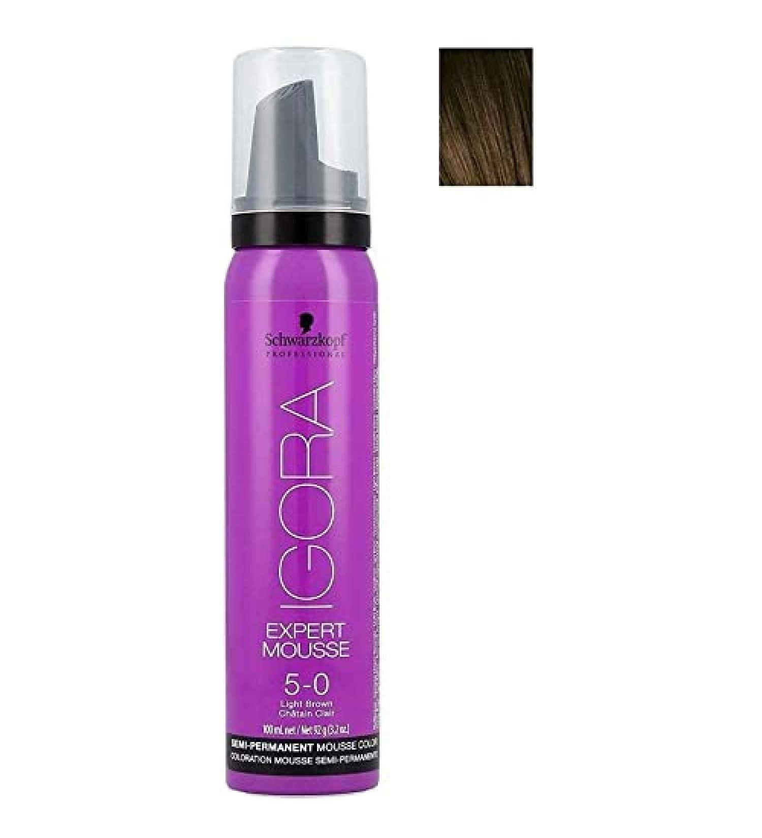 Schwarzkopf Professional Igora Expert Mousse  5-0  Light Brown  Semi-permanent  3.2 Ounce 5-0  Light Brown  Semi-permanent 3.2 Ounce (Pack of 1)