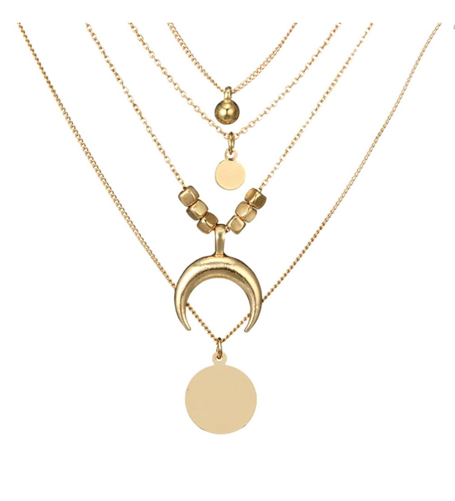 COLLBATH Family Delicate Bohemia Stylish Fashion Multilayer Pendant Necklace Trendy Alloy Choker Necklace for Ladies Girls - Buy Online on GoSupps.com