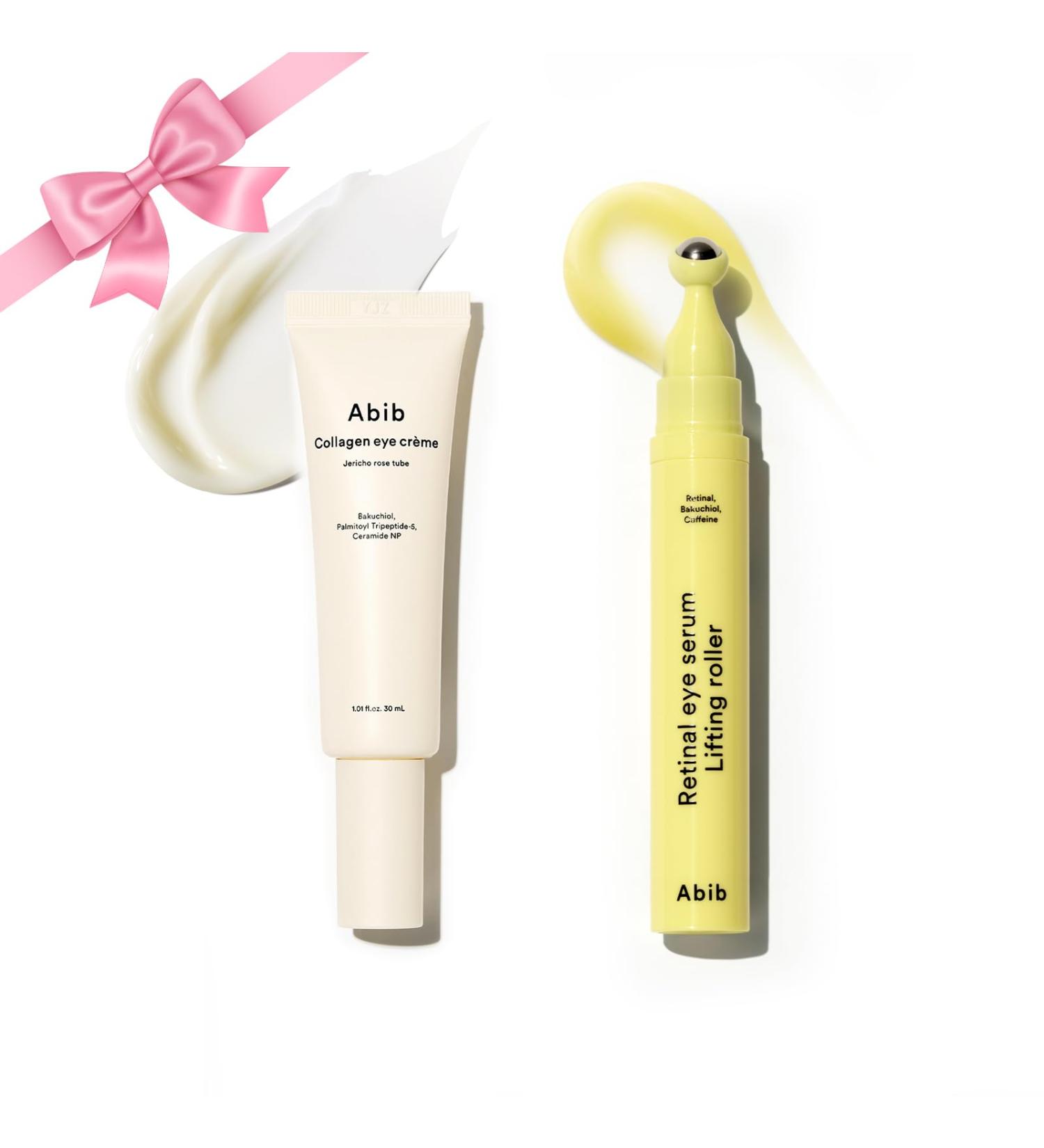 Abib Eye Treatment Bundle Collagen Eye Cream Tube + Retinal Eye Serum Roller for Dark Circles & Puffiness - Buy Online on GoSupps.com