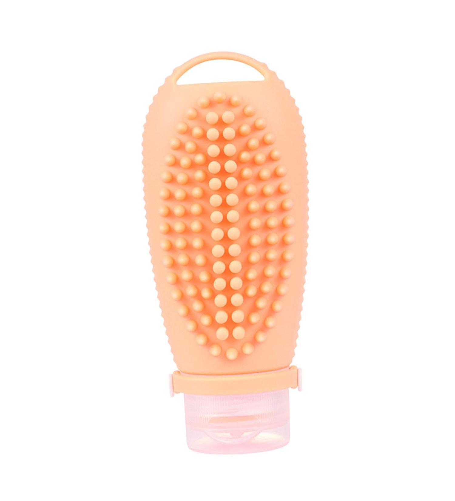 Perfeclan Hair Shampoo Brush & Travel Bottle - Compact Hair Wash Brush for Kids & Adults | 100ml Orange - Buy Online on GoSupps.com