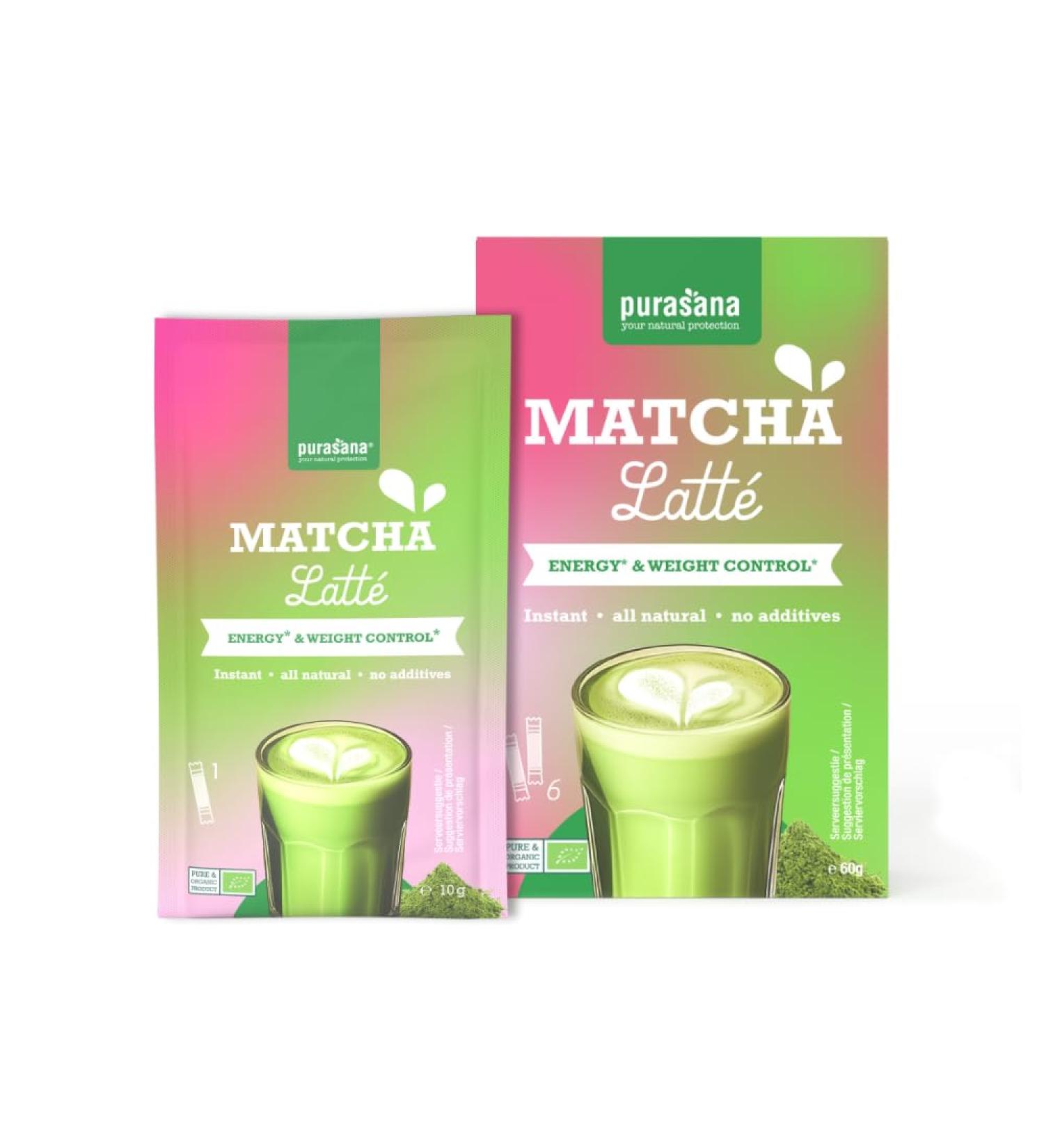Purasana Instant Matcha Latte 6 sticks Th matcha & moringa bio latte cr meux faible en sucre sans gluten - Buy Online on GoSupps.com