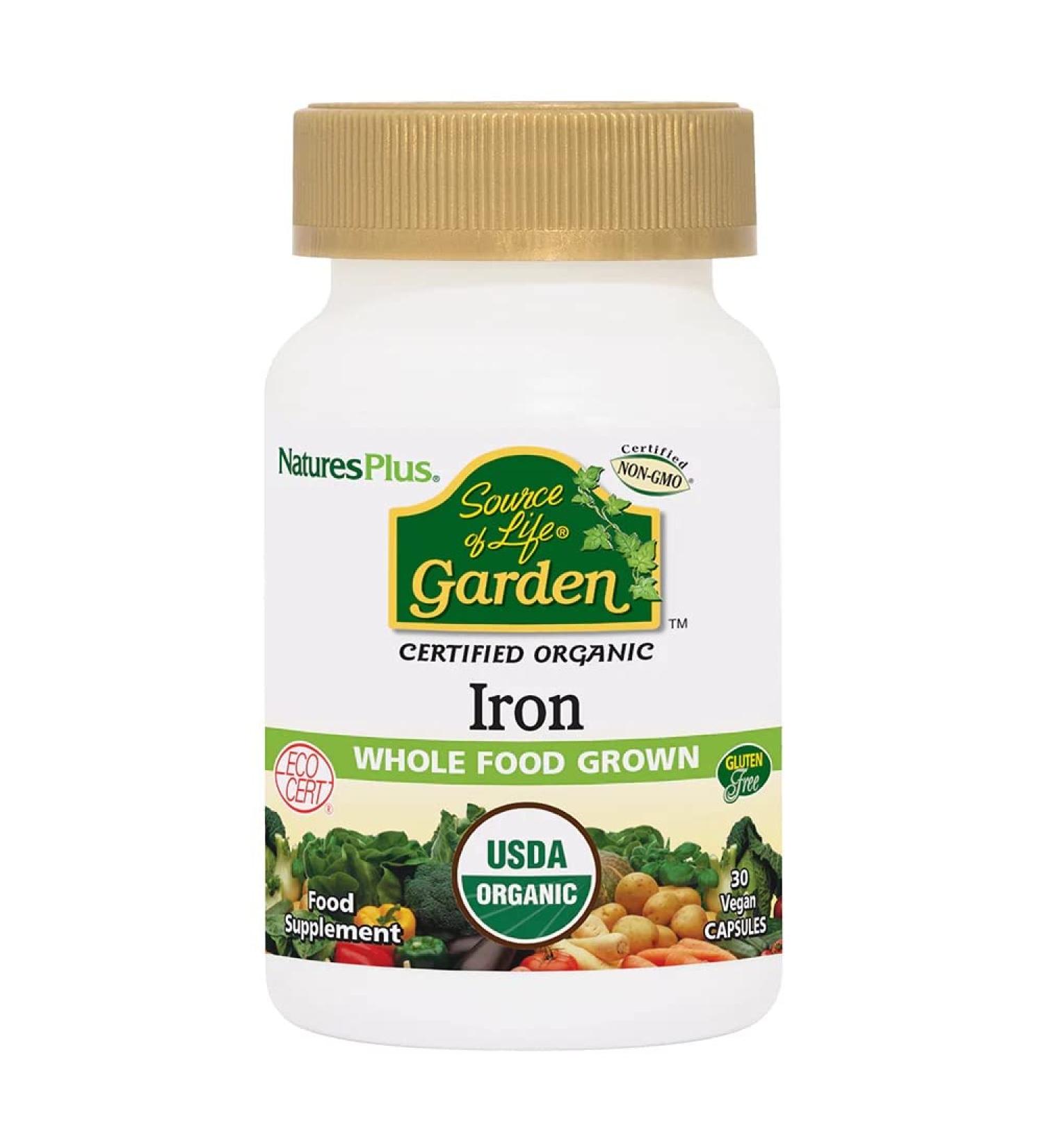 Nature's Plus Source of Life Garden Iron - 30 Vegan Capsules for Enhanced Energy - Buy Online on GoSupps.com