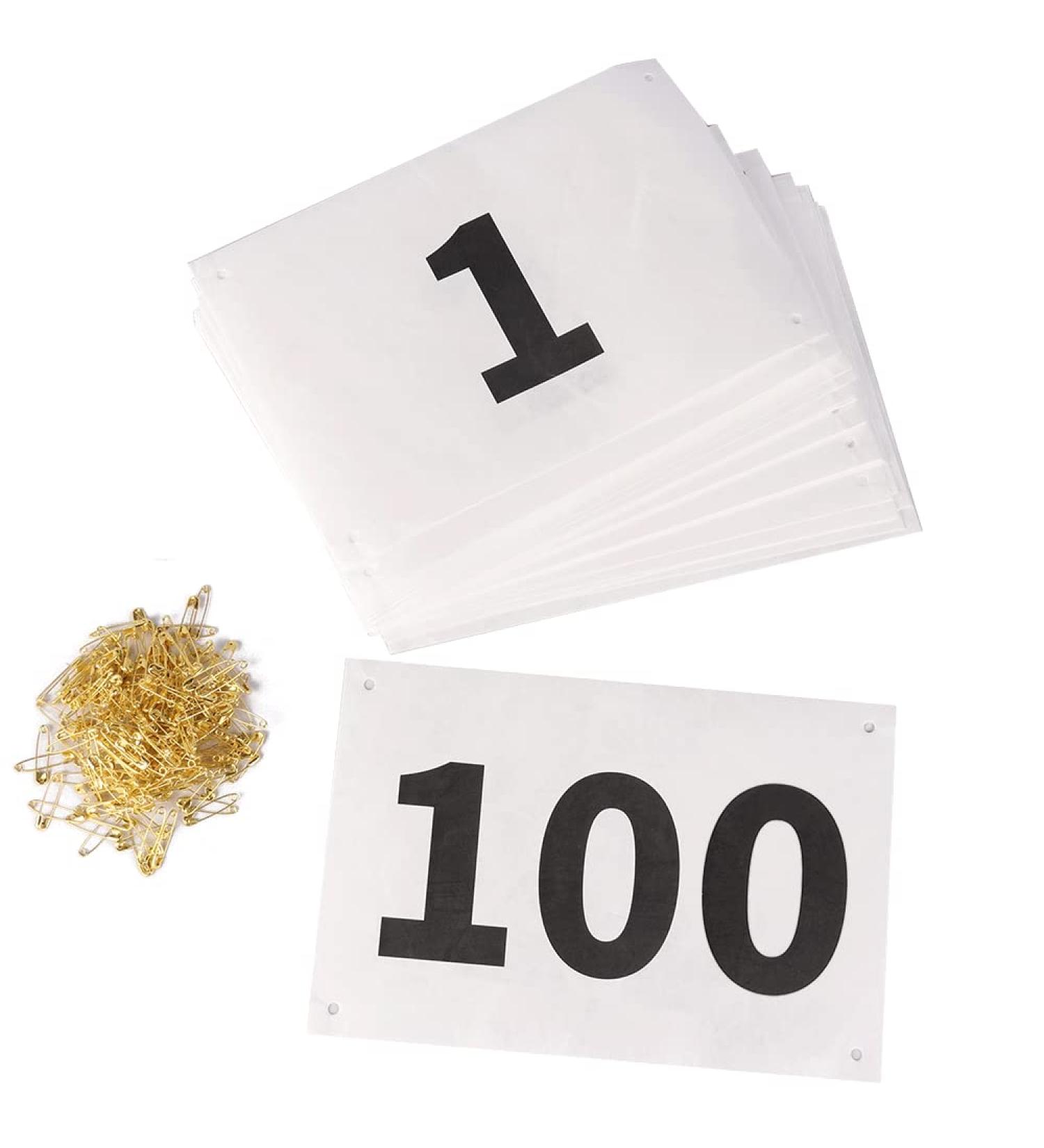 XTACER Running Race Bibs Large Numbers with Safety Pins (Any 1-500) 1-100 - Buy Online on GoSupps.com