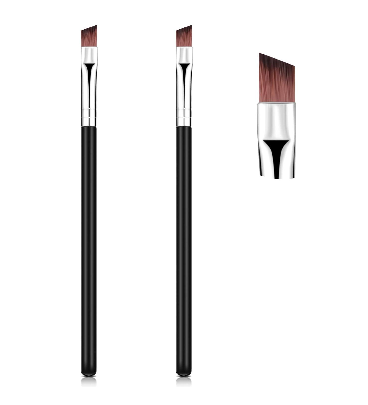 Angled Eyeliner Brush Set - Slanted Flat Angle Eye Liner & Eyebrow Brush Duo for Precision Makeup Application - Synthetic Bristles for Gel, Powder, Liquid, Cream Liners - Black - Buy Online on GoSupps.com