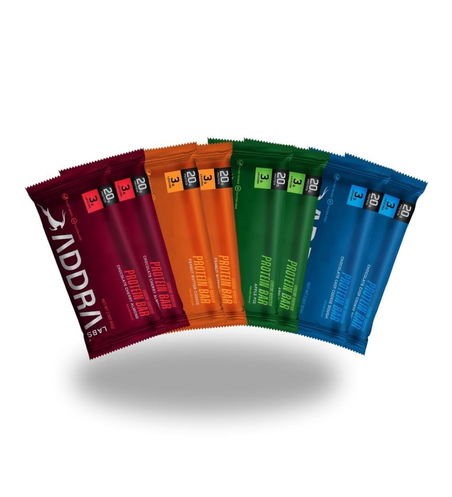 ADDRA Endurance Protein Bar 20g Plant Protein + 3g Leucine | Vegan Low Sugar Gluten-Free BCAA Recovery Nutrition Snack for Runners Cyclists & Triathletes - Variety Pack Variety Pack 1 Count (Pack of 8) - Buy Online on GoSupps.com