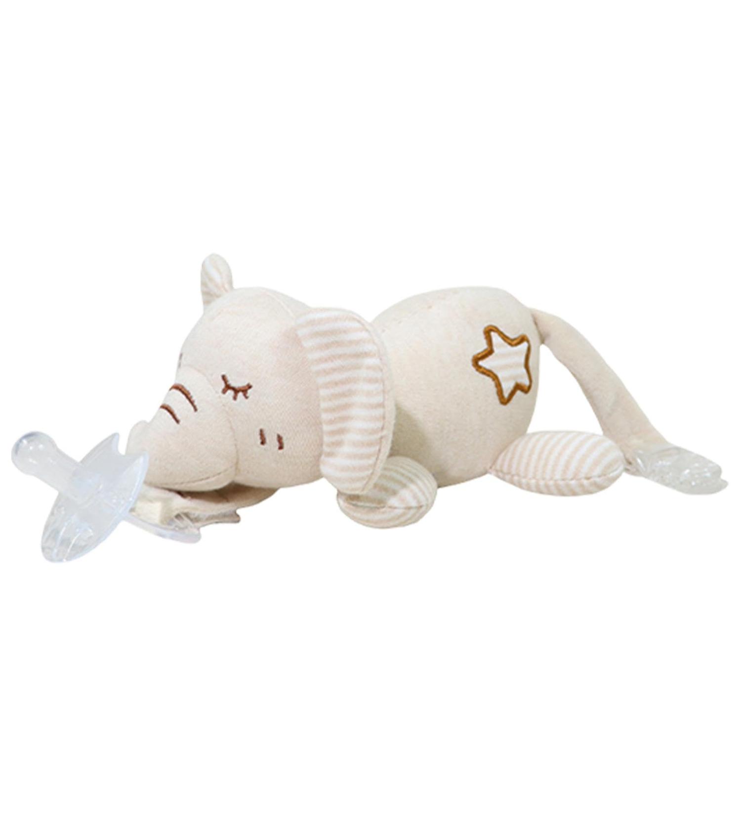 Paodduk Animal Pacifier Holder - Soft Cuddly & Skin-Friendly Attachment for Most Pacifiers | Adorable Elephant Design - Buy Online on GoSupps.com
