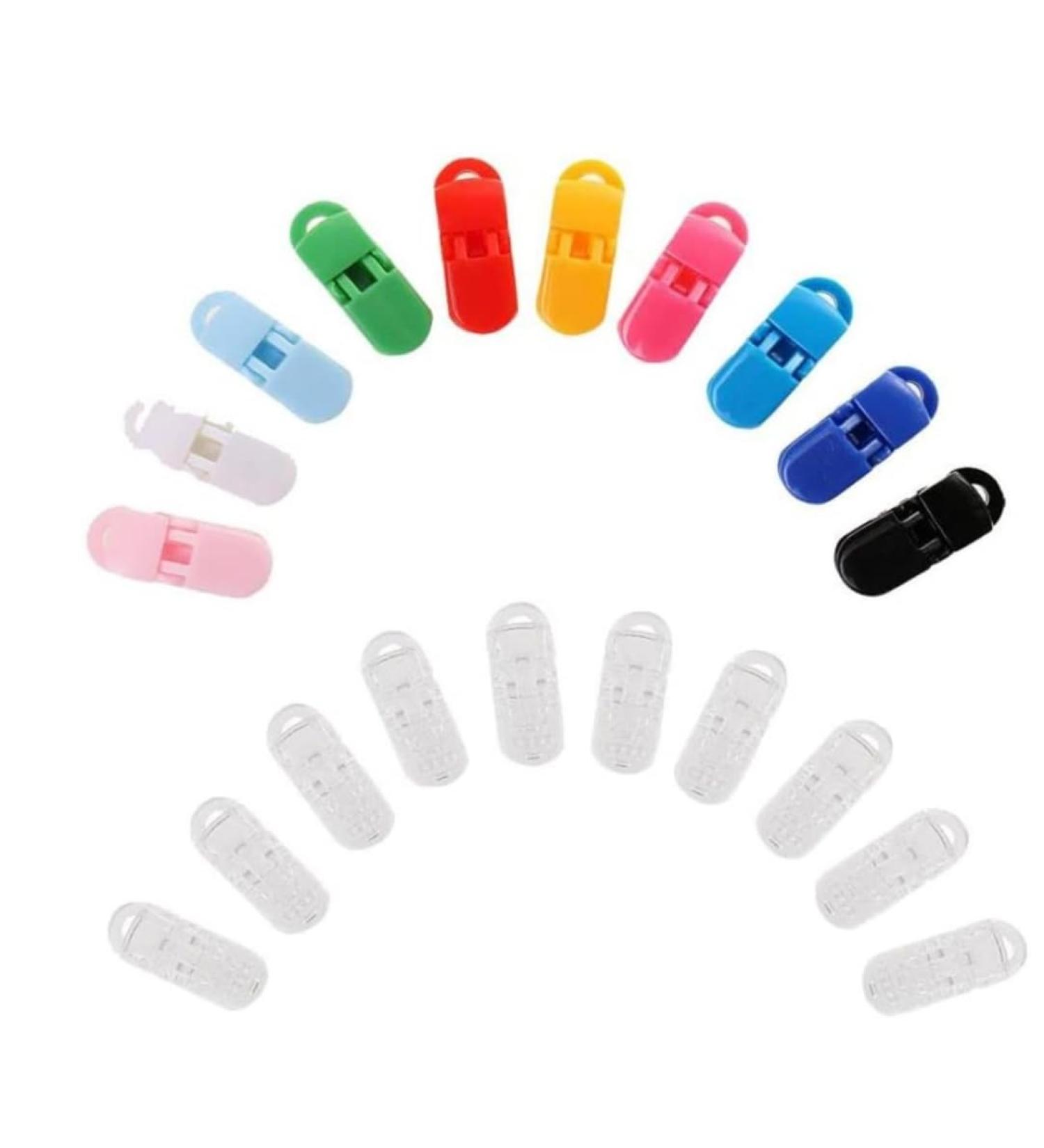 20 Pack Plastic Puller Clips for Binky Pacifier Dummy & Toy Holder - Versatile Bib Clips for Easy Use - Buy Online on GoSupps.com