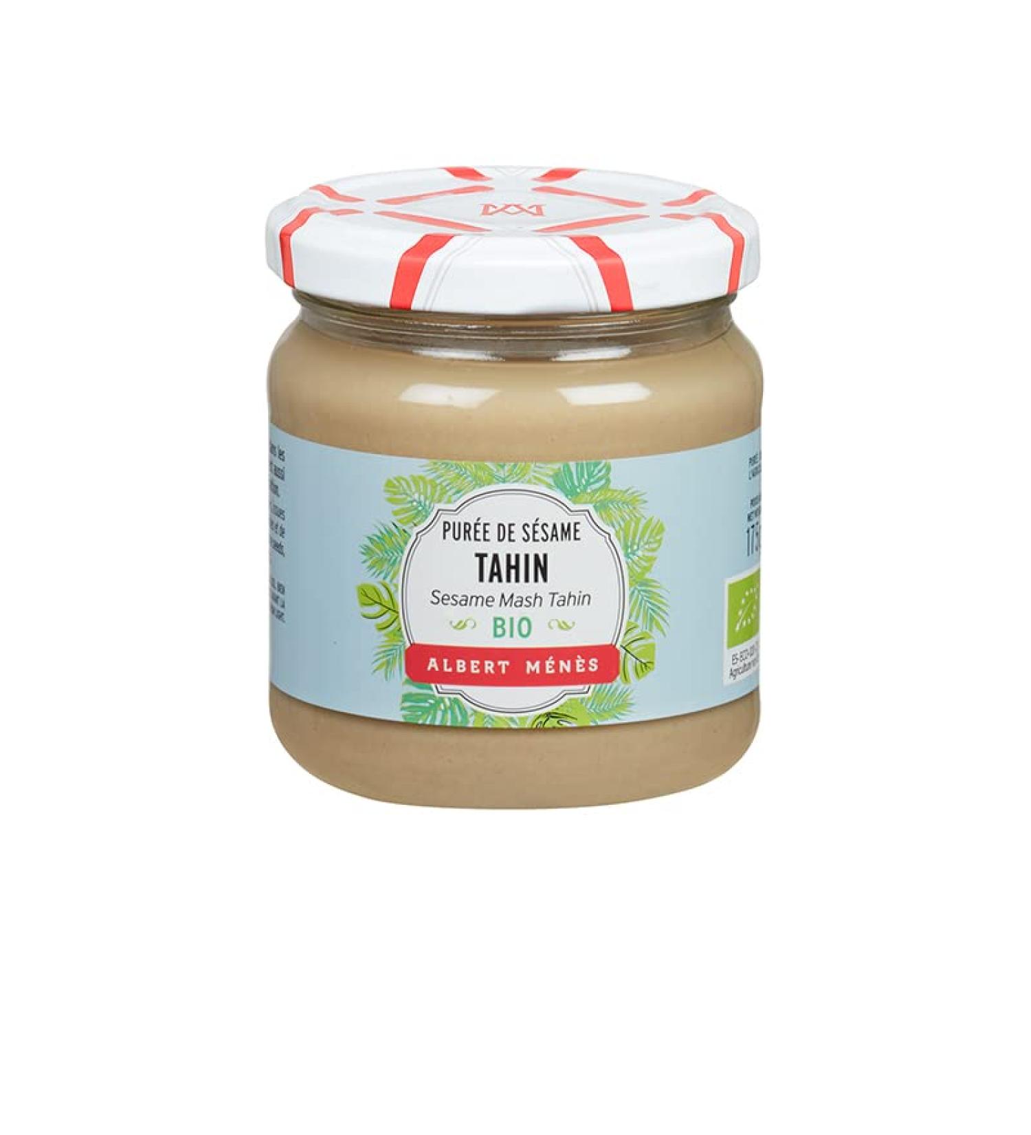 Albert Ménès - Organic Tahini Sesame Puree 175g - Fine Grocery Condiment - 100% Sesame Seeds Peeled and Toasted - Tahini Ideal