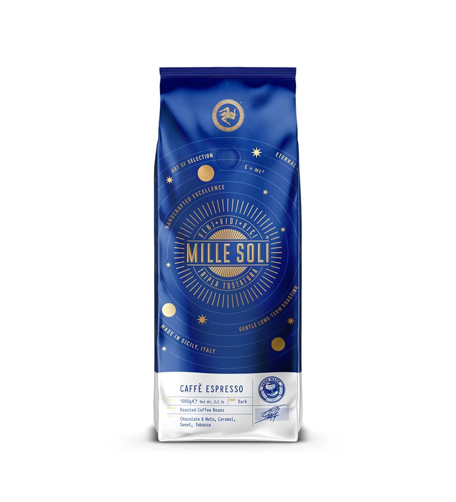 MilleSoli MilleSoli Caff Espresso Beans 1 kg Traditional Triple Wheel Handmade Premium Coffee Beans with Perfect Cream and Particularly Low Acid for Coffee Makers and Filter Holder - Buy Online on GoSupps.com