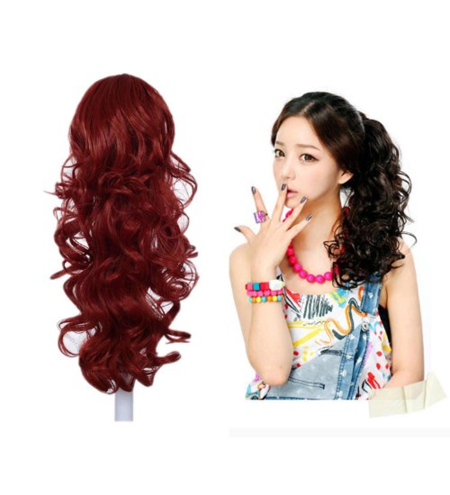 Buy Prettyland DH254 45cm Clip Wavy Ponytail Braid Hair Extension - R02 Red | International Shipping Available - Buy Online on GoSupps.com