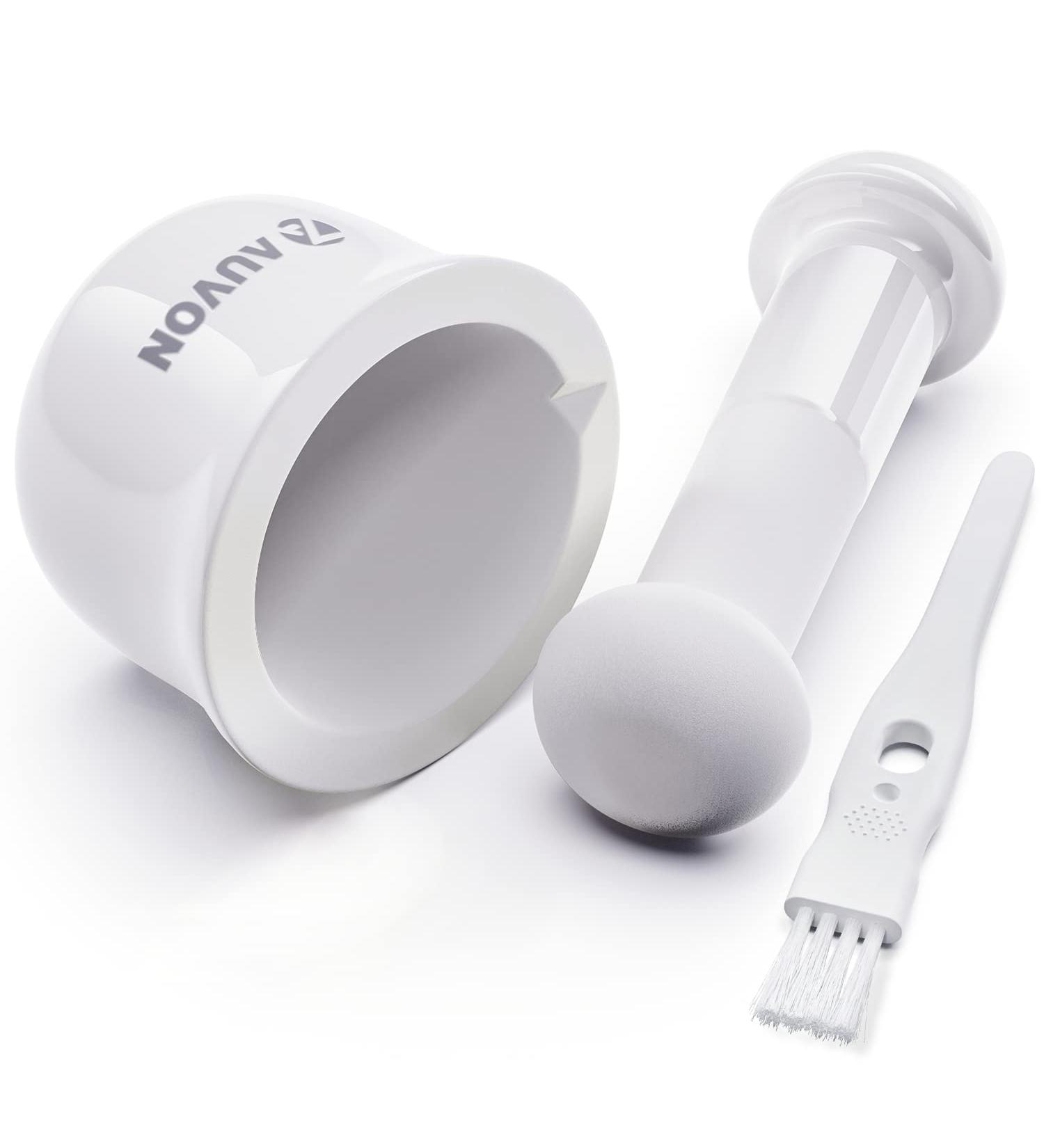 AUVON Mini Pill Crusher - Easy to Clean & Use Porcelain Mortar & Pestle Grinder for Pills, Medicine, Medications (2nd Gen, Patent Registered) - A-white - Buy Online on GoSupps.com