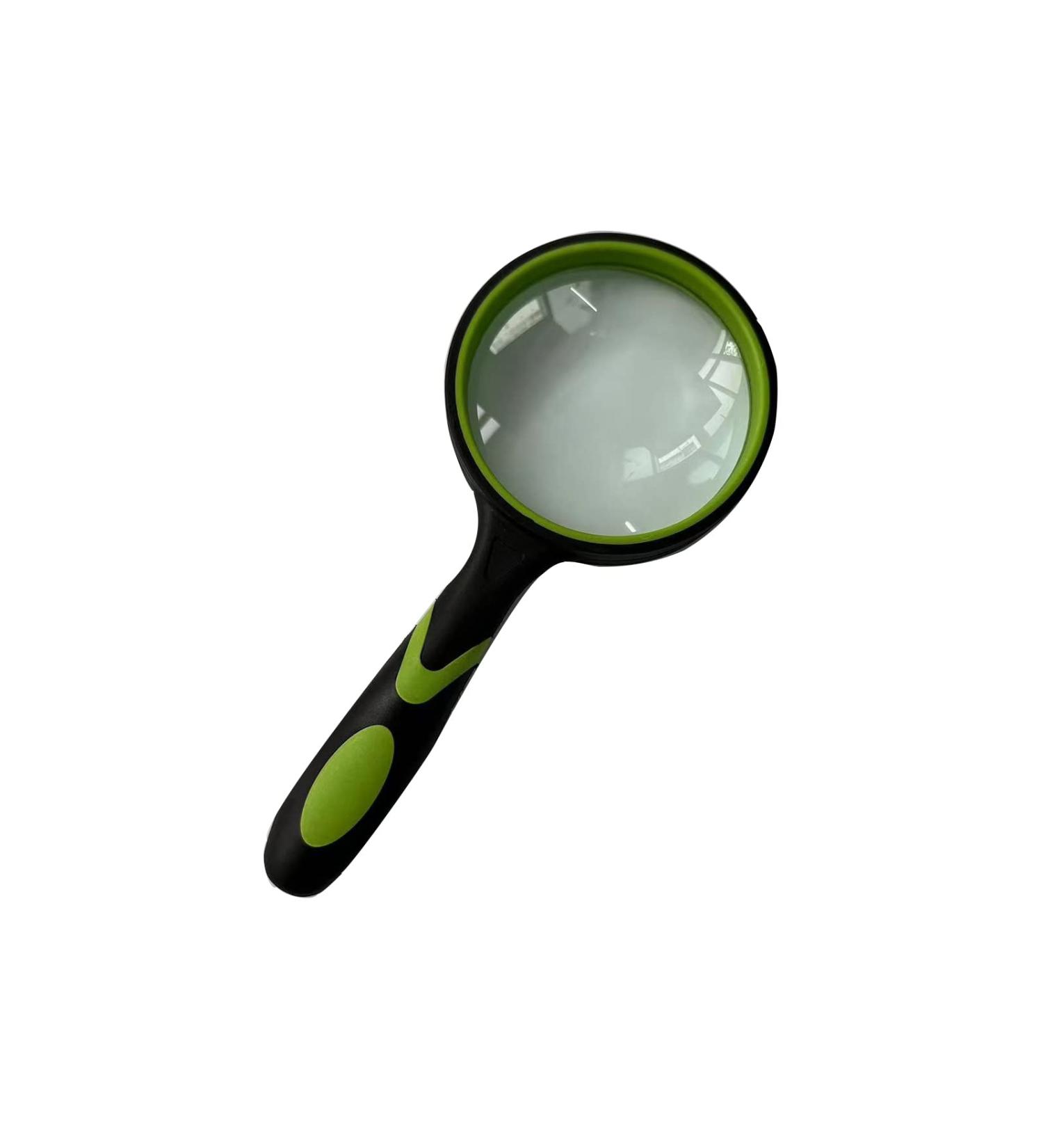 10x Green Magnifying Glass - 75mm Handheld with Non-Slip Rubber Handle for Books Maps Coins & Hobbies - Ideal for Seniors & Children - Buy Online on GoSupps.com