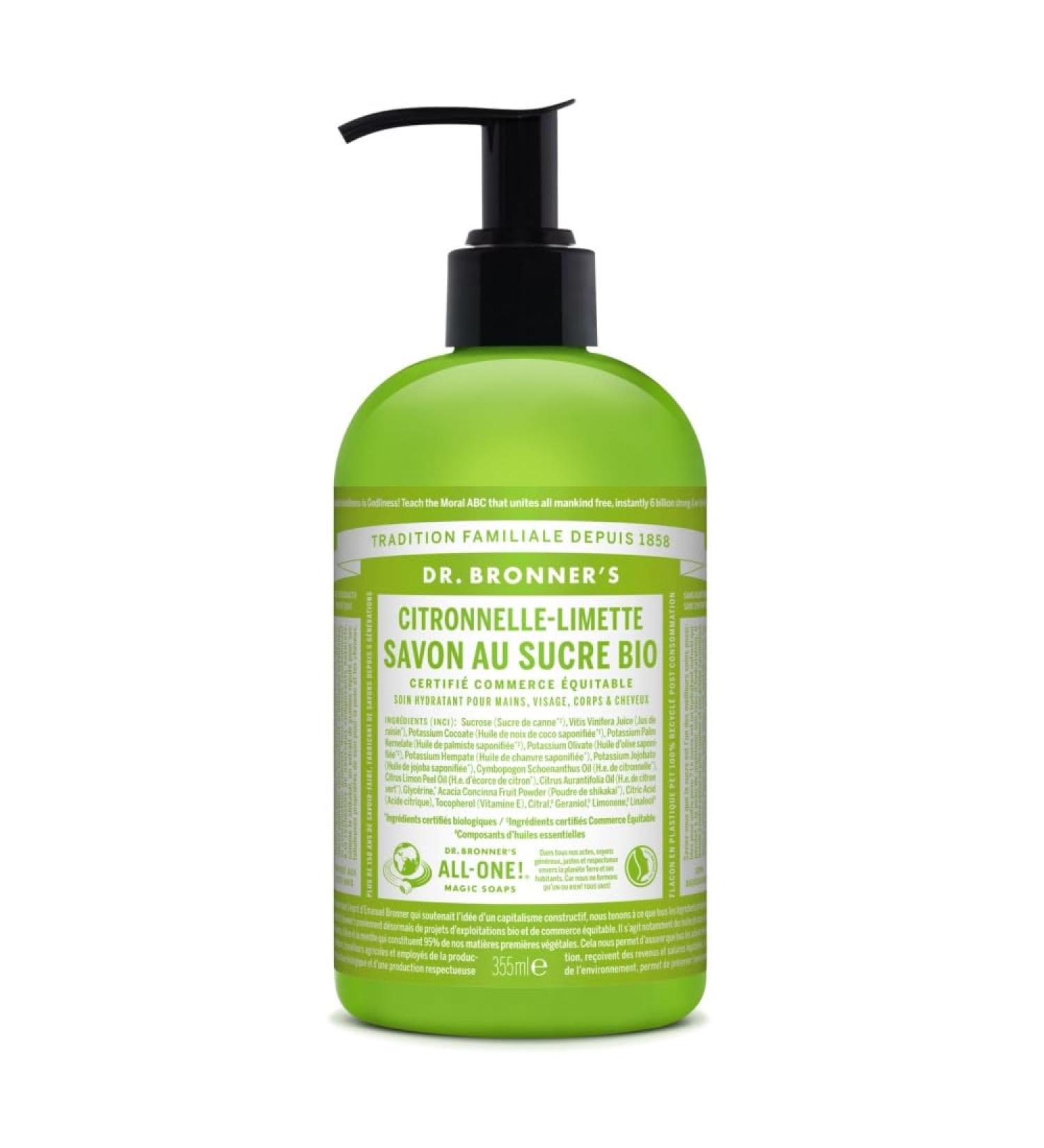  Dr. Bronner's Dr. Bronner's Organic Sugar Liquid Soap Lemongrass Lime Pump Bottle 355 ml - Buy Online on GoSupps.com