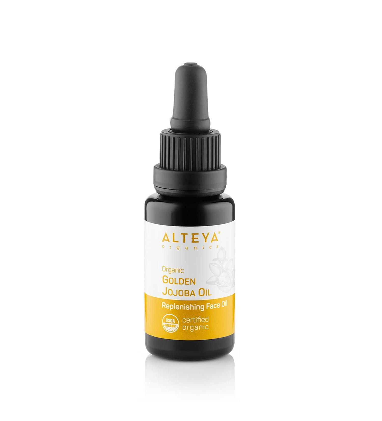 Altenya Bio Golden Jojoba Oil 20ml - USDA Organic Carrier Oil for Skin Hair & Scalp Care - Buy Online on GoSupps.com