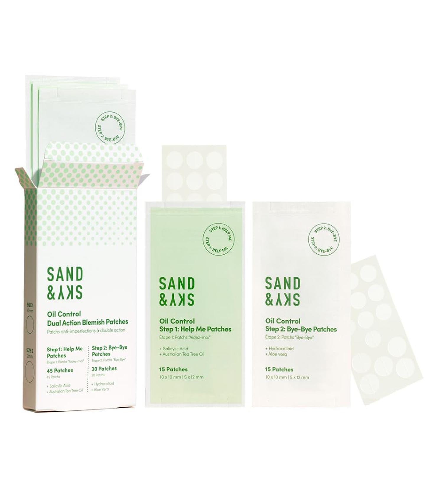 Sand & Sky Dual Action Blemish Patches - Hydrocolloid Acne Treatment with Salicylic Acid & Tea Tree Oil (75 Patches) - Reduce Redness & Inflammation - Buy Online on GoSupps.com