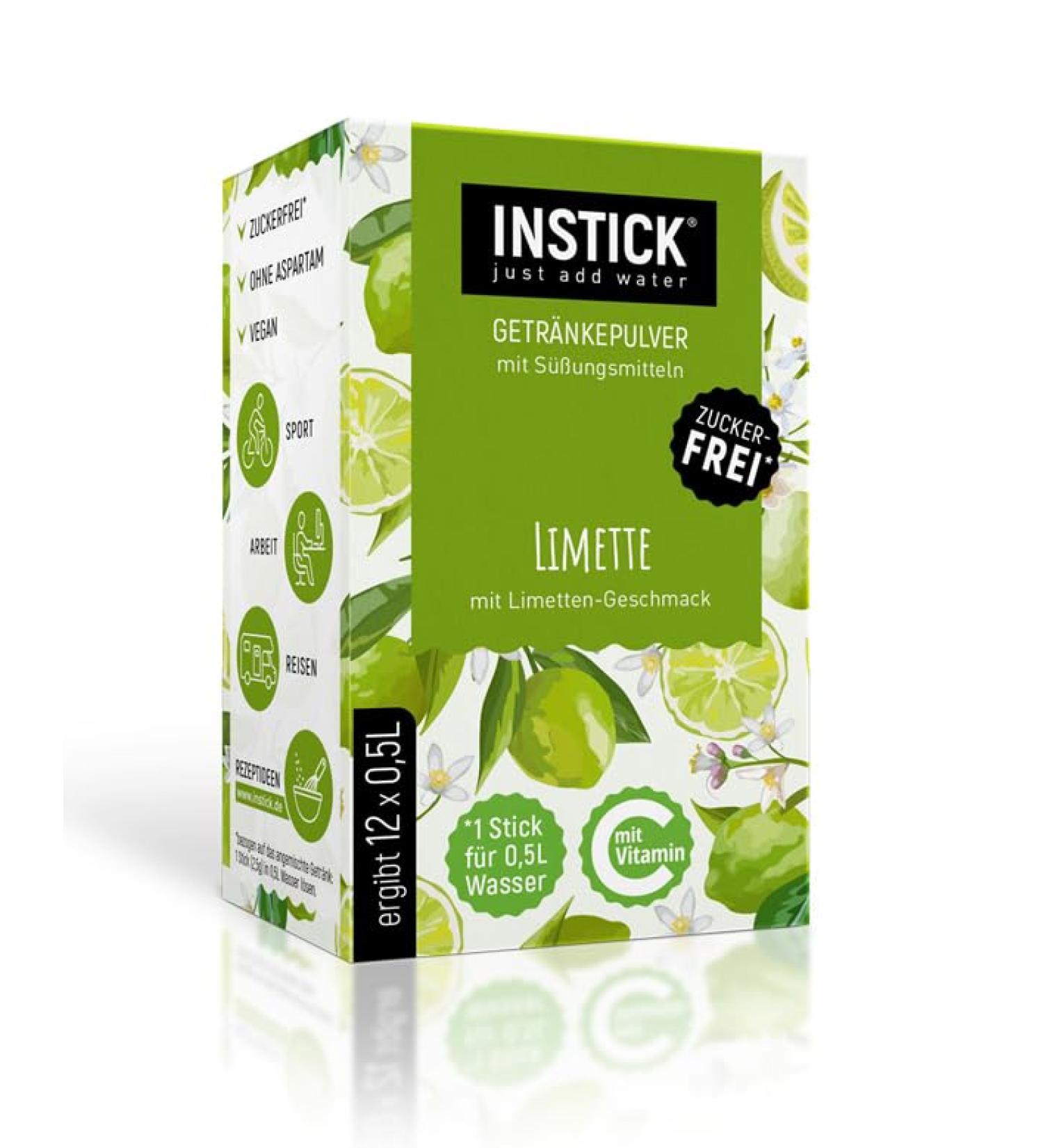 Intick Sugar-Free Instant Drink - Lime | Vegan Low-Calorie Vitamin C | 12 x 0.5-1L Pack | Flavored Instant Beverage Powder - Buy Online on GoSupps.com