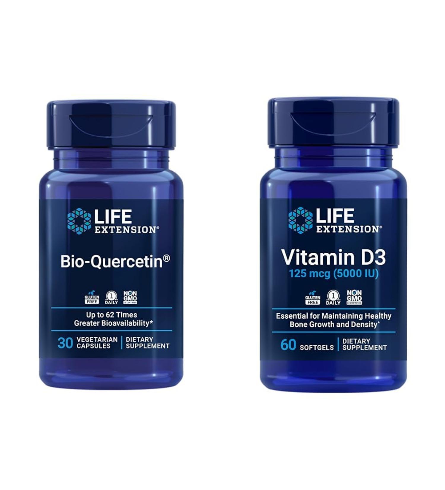 Life Extension Bio-Quercetin Immune & Heart Health Antioxidant 30 Capsules + Vitamin D3 5000 IU 60 Softgels - Buy Online on GoSupps.com