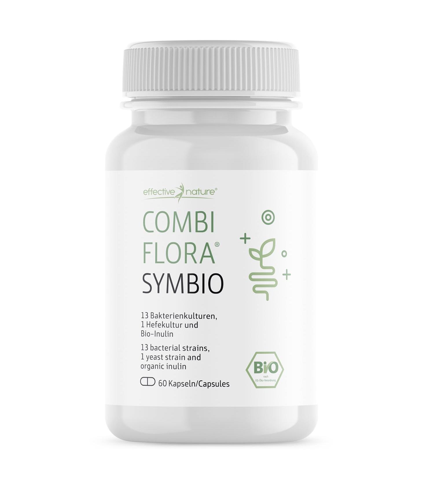 Combi Flora Symbio - Probiotic with 13 Strains + Organic Inulin - 60 Vegan Capsules - High Dose Delayed Release - Buy Online on GoSupps.com