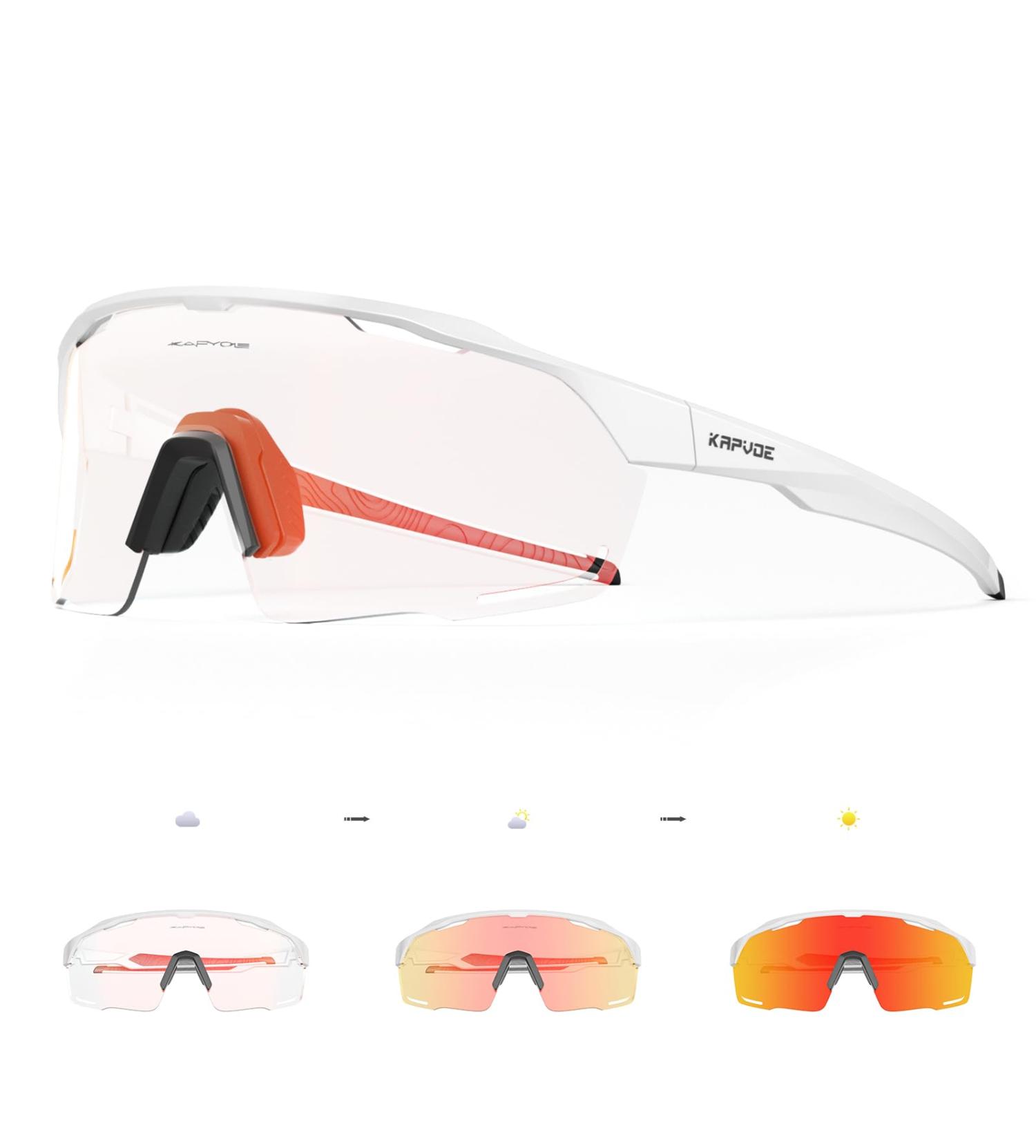 Buy KAPVOE Polarized Self-Tinting Cycling Glasses - Interchangeable Photochromatic Lenses for MTB Sports - Buy Online on GoSupps.com