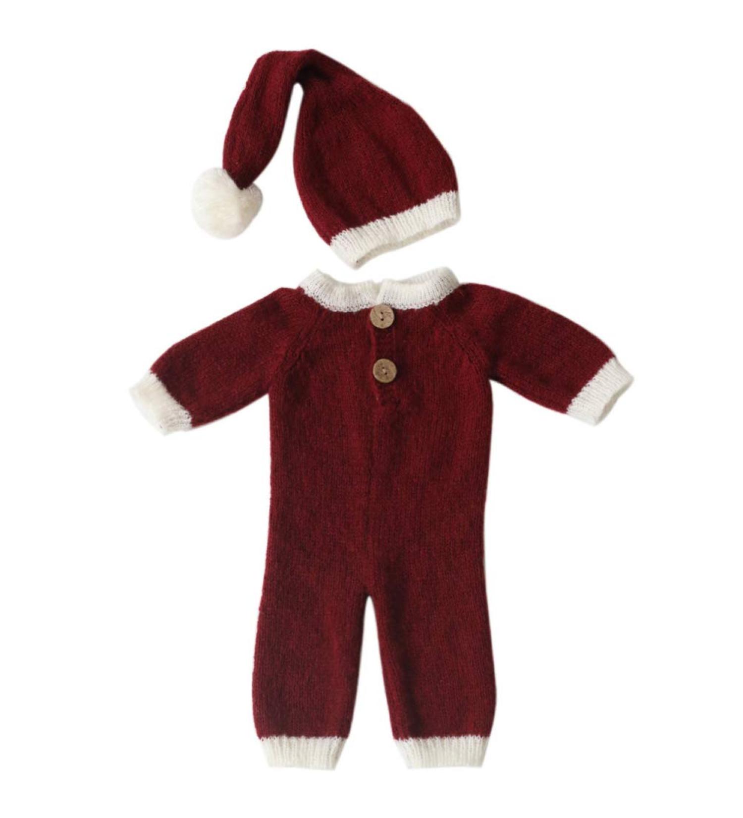 KESYOO Santa Claus Red Hat Newborn Baby Photography Romper Handmade Crochet Knitted Costume for Boys and Girls - Buy Online on GoSupps.com