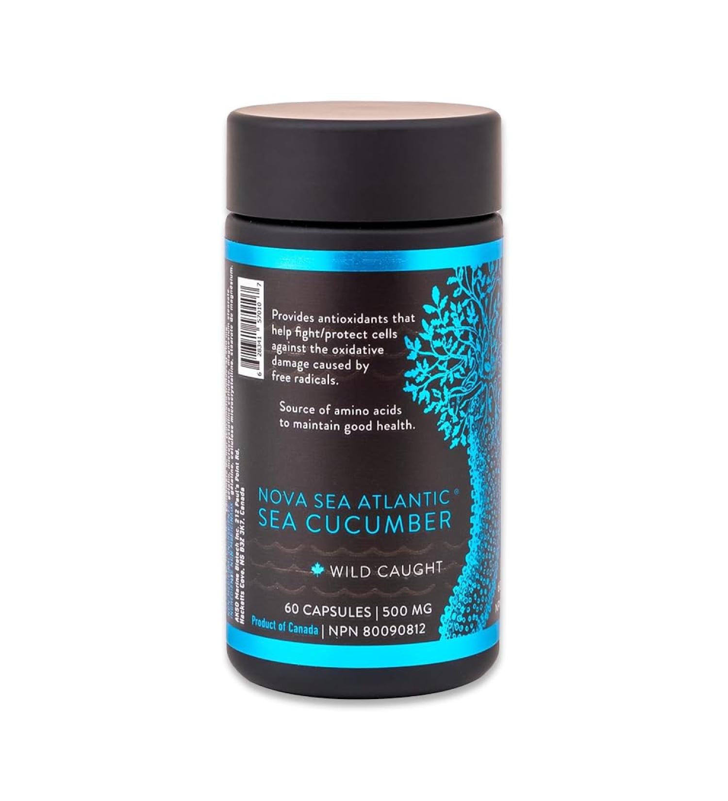 Nova Sea Atlantic Wild Sea Cucumber Supplement Capsules Antioxidant Anti-inflammatory Healthy Energy Supplement with Fucosylated Chondroitin Sulfate Collagen Glycosides Vitamins Minerals 60 count (Pack of 1) - Buy Online on GoSupps.com